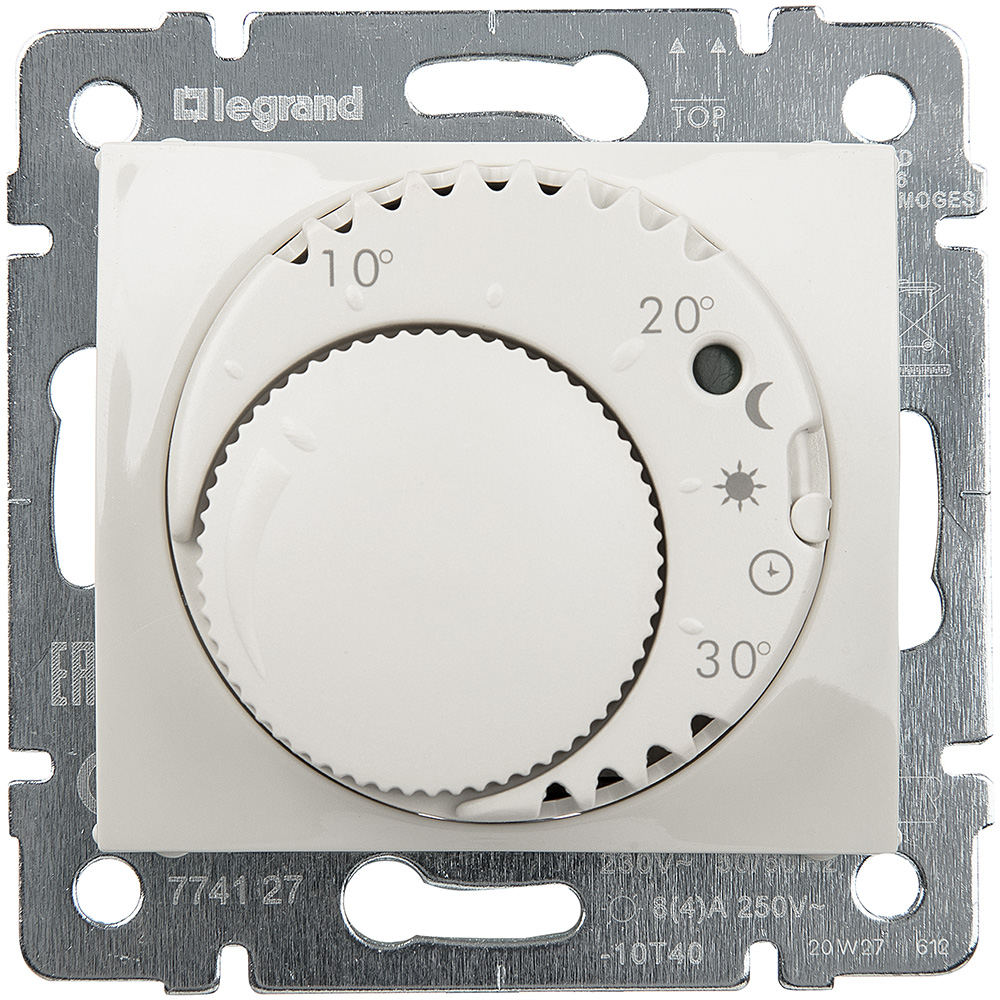 Термостат электронный комфорт с выключателем 8А слоновая кость VALENA