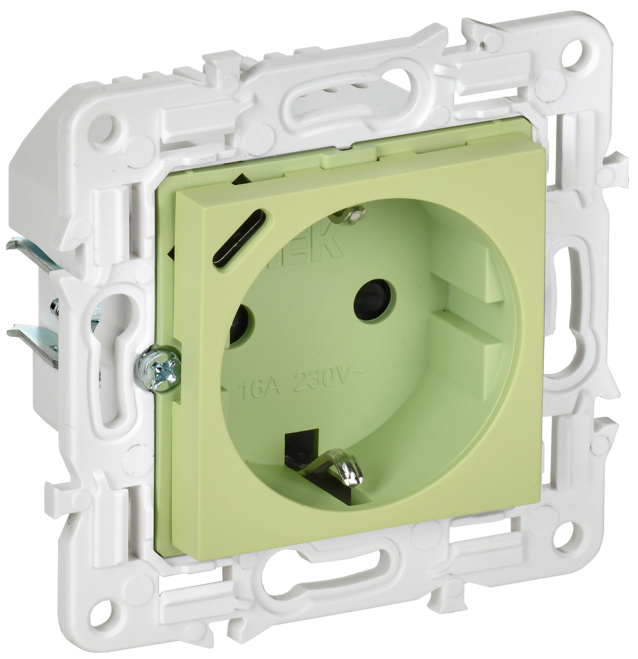 SKANDY Розетка с заземлением с защитными шторками 16А с USB C 18Вт SK-R17G мятный IEK