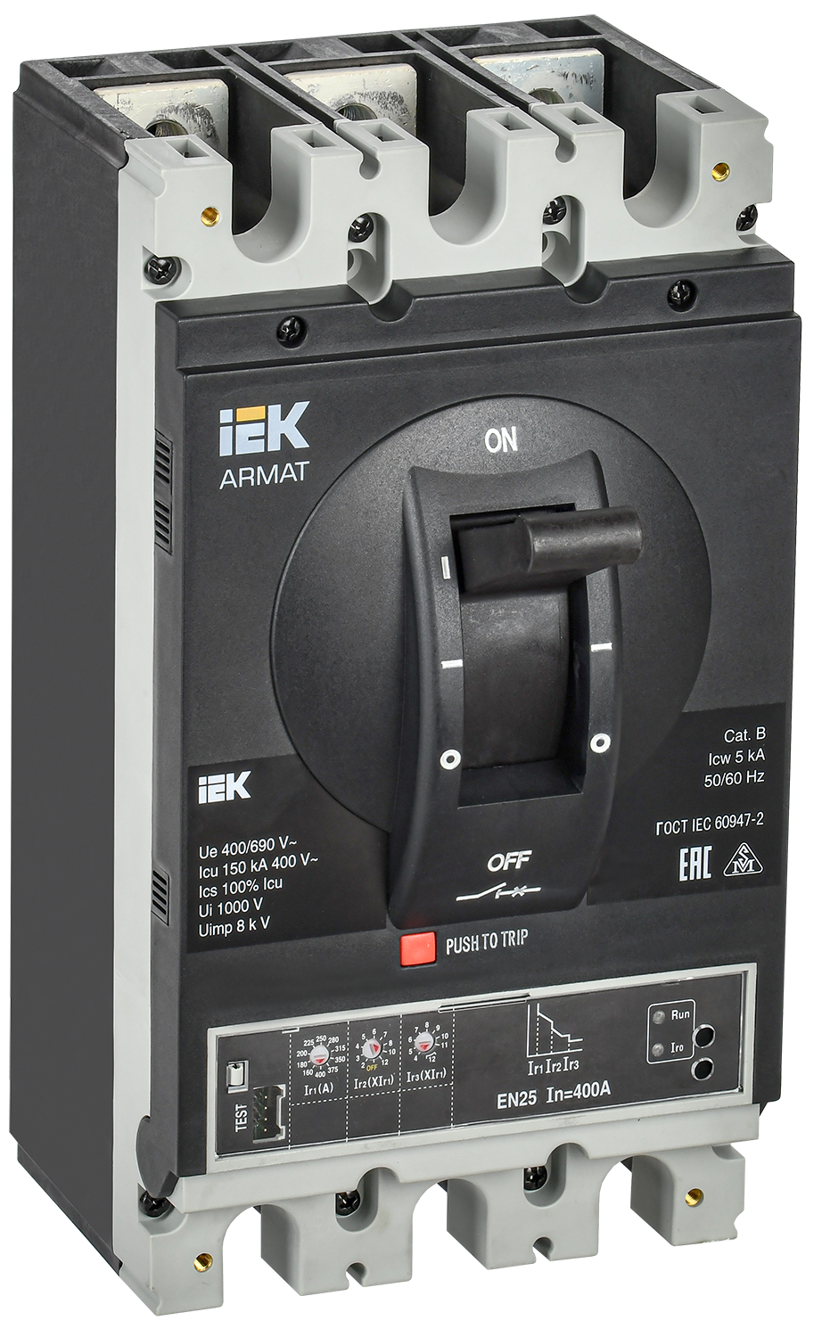 ARMAT Автоматический выключатель в литом корпусе 3P типоразмер H 150кА 400А расцепитель электронный стандартный
