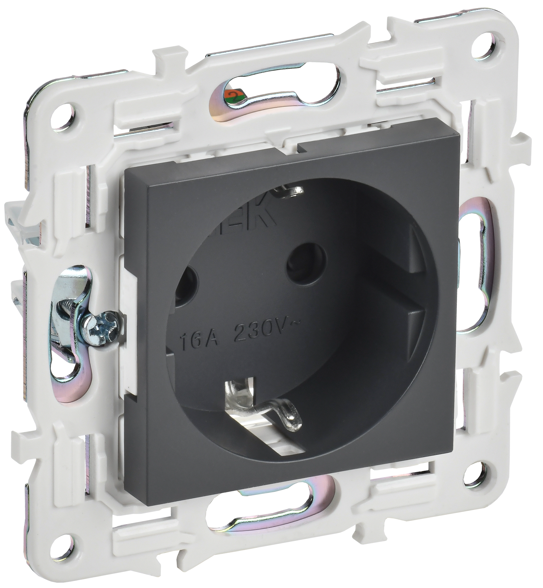 SKANDY Розетка с заземлением с защитными шторками 16А безвинтовое крепление SK-R06T титан IEK