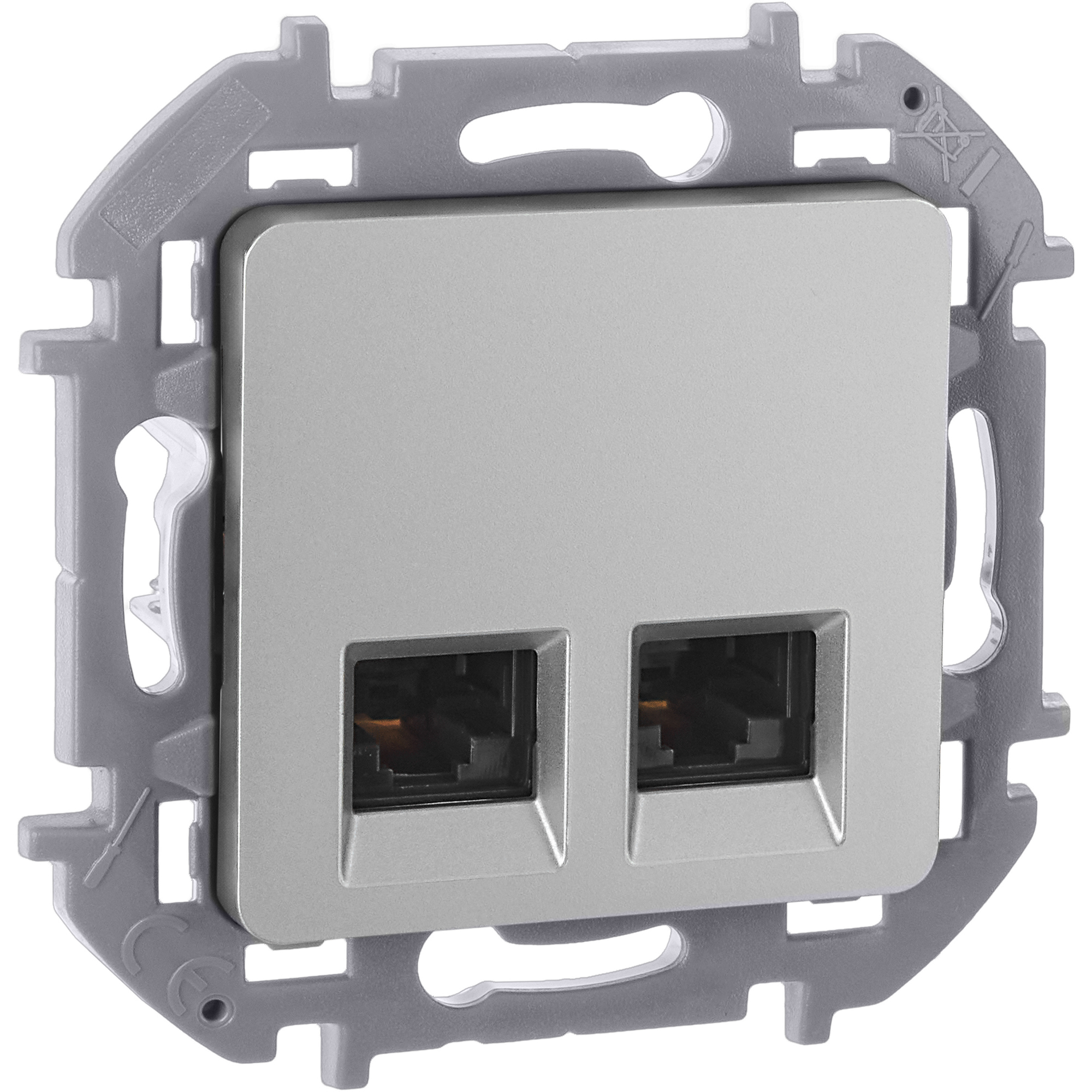Розетка компьютерная двойная RJ45 категория 5Е UTP алюминий INSPIRIA