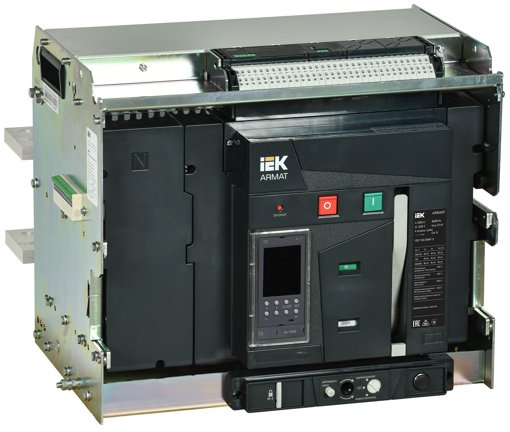 Выключатель автоматический воздушный выдвижного исполнения 4P F 85кА 2500А расцепитель TD с комплектом аксессуаров 220В