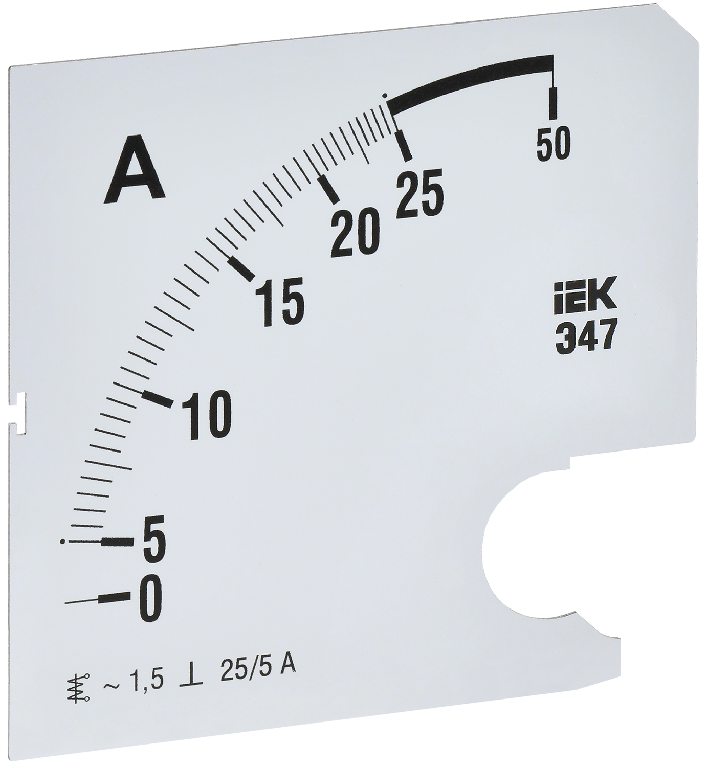 Шкала сменная для амперметра Э47 25/5А класс точности 1,5 96х96мм