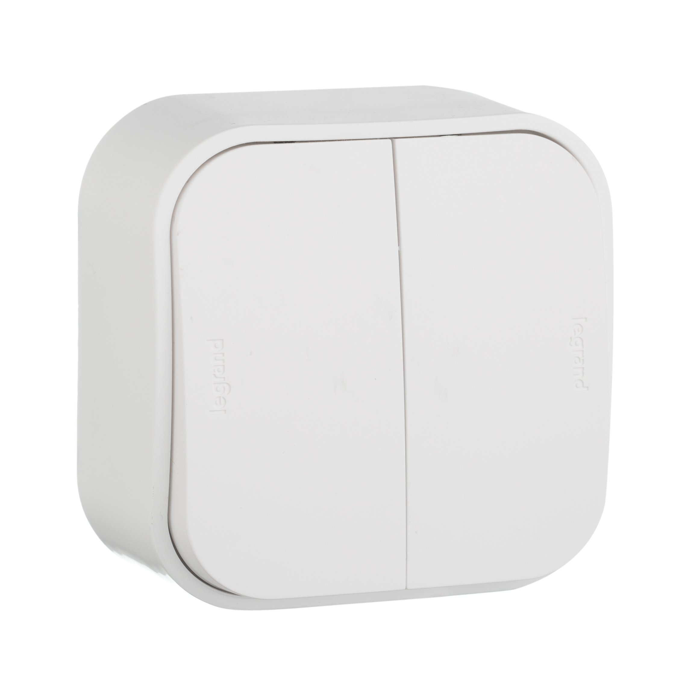 Выключатель 2-клавишный для открытой установки проходной 10А белый QUTEO