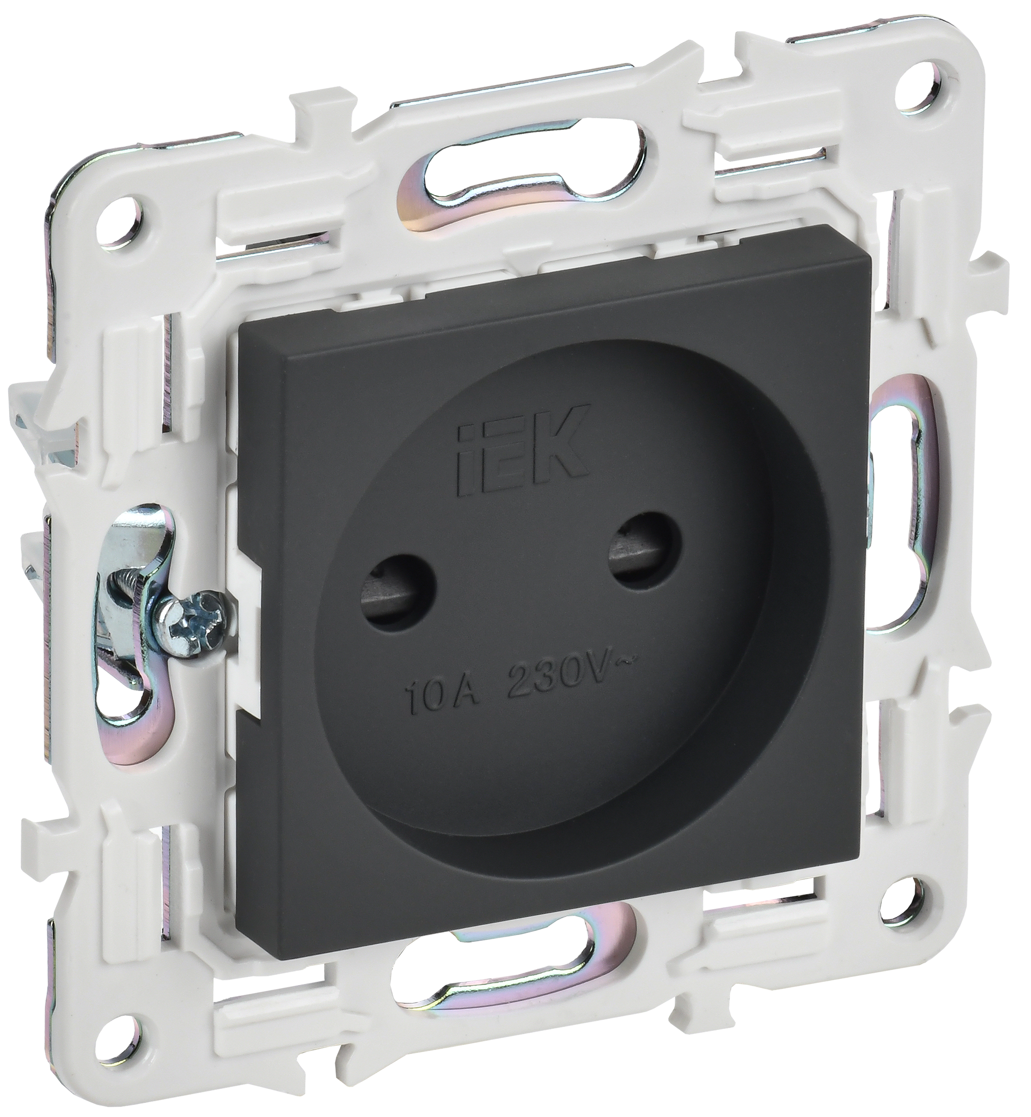 SKANDY Розетка без заземления с защитными шторками 10А SK-R01G графит IEK