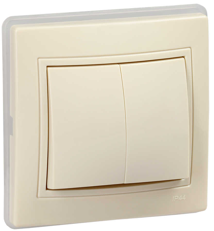 KVARTA Выключатель 2-клавишный 10А ВС10-2-0-ККм-44 кремовый GENERICA