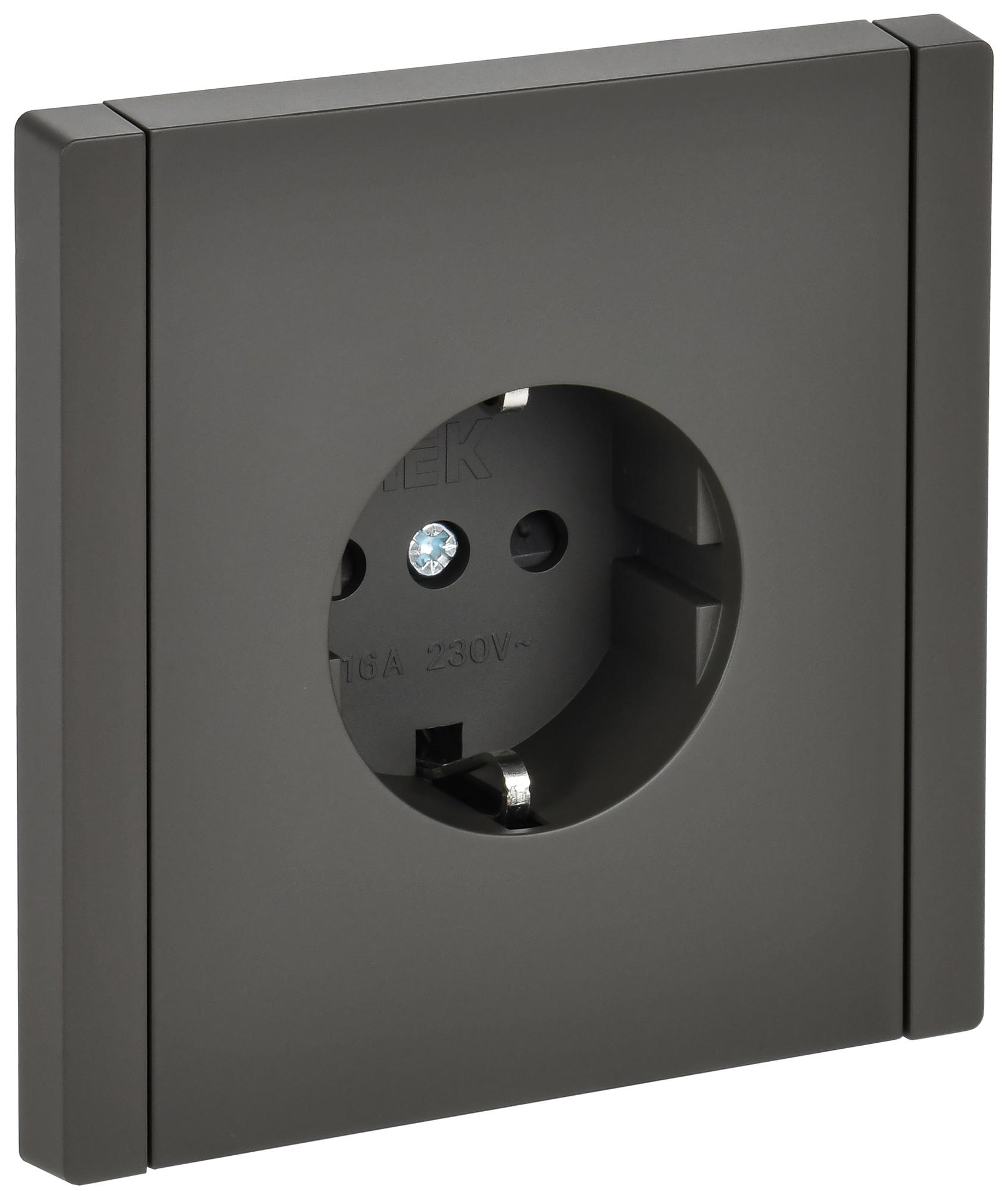 FORTE&PIANO Розетка 1-местная с заземлением с защитными шторками безвинтовое крепление 16А FP313 серый IEK