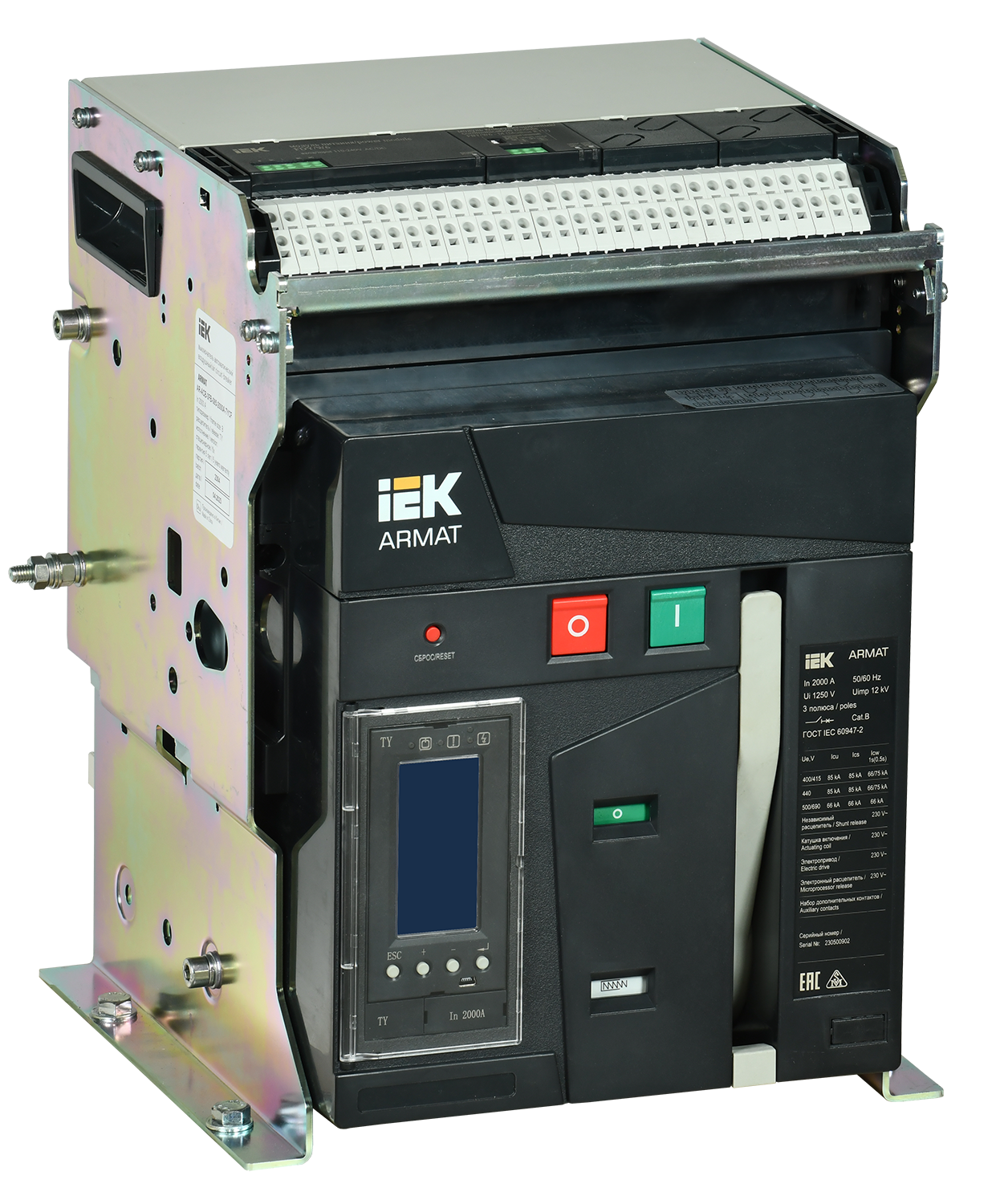 Выключатель автоматический воздушный стационарного исполнения 3P типоразмер B 85кА 2000А расцепитель TY с комплектом аксессуаров 220В