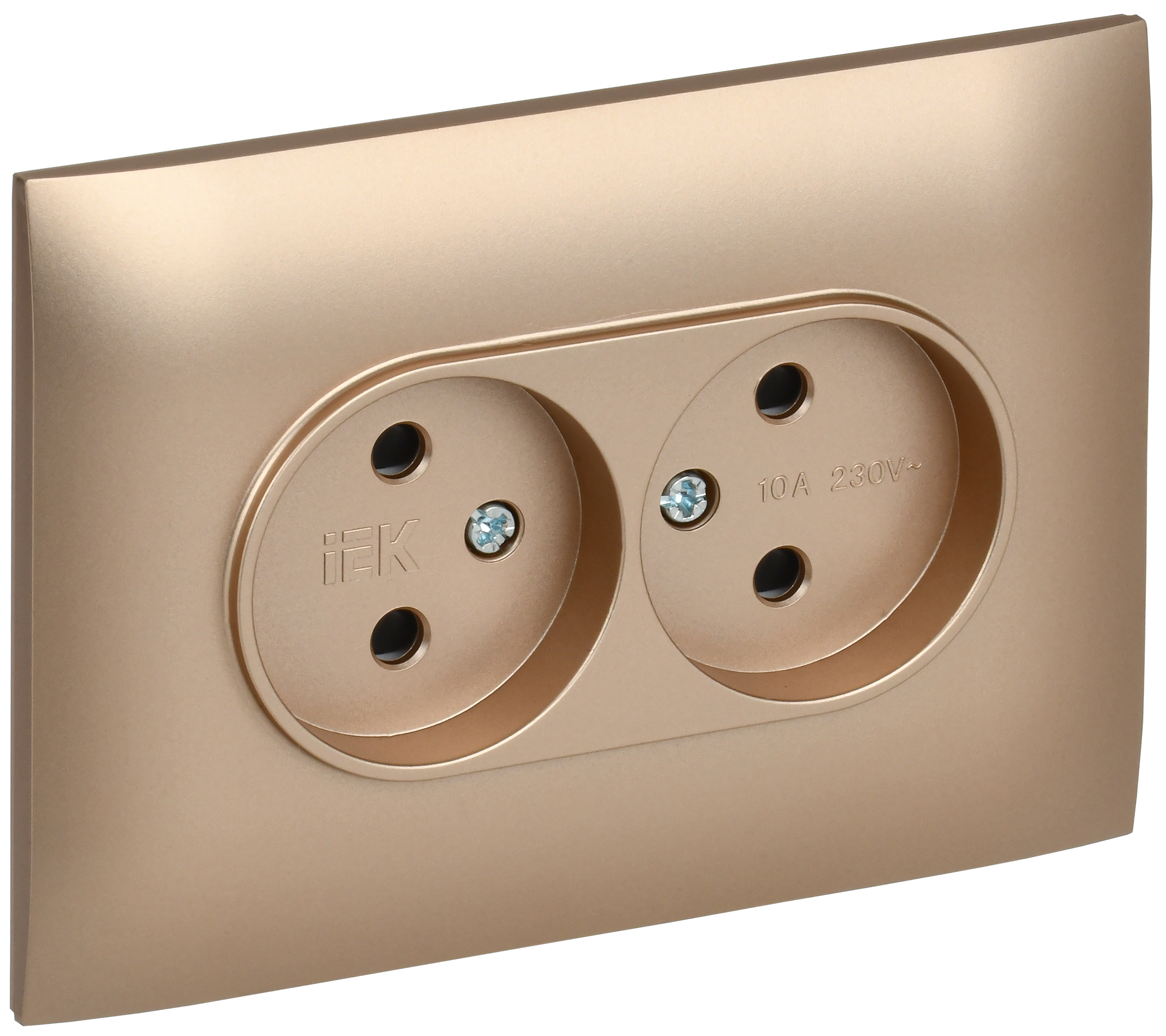 SKANDY Розетка 2-местная без заземления с защитными шторками 10А в сборе SK-R09Sa песочный IEK