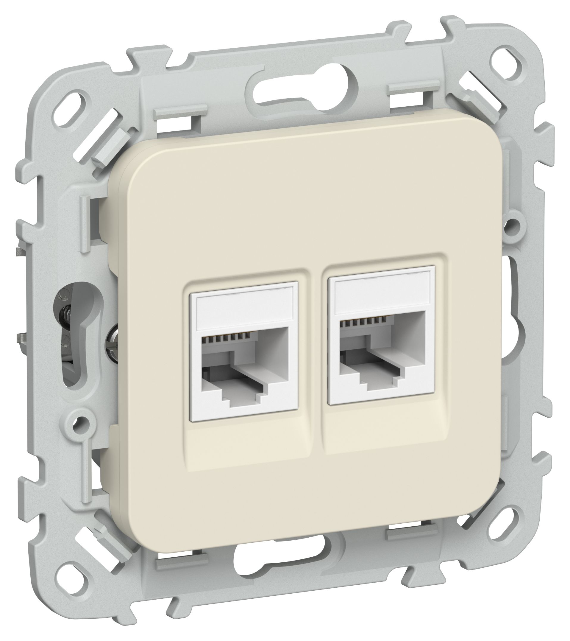 FLITE Розетка 2-местная компьютерная RJ45 категория 5Е UTP РК5е-2-0-ФлСл сливочный