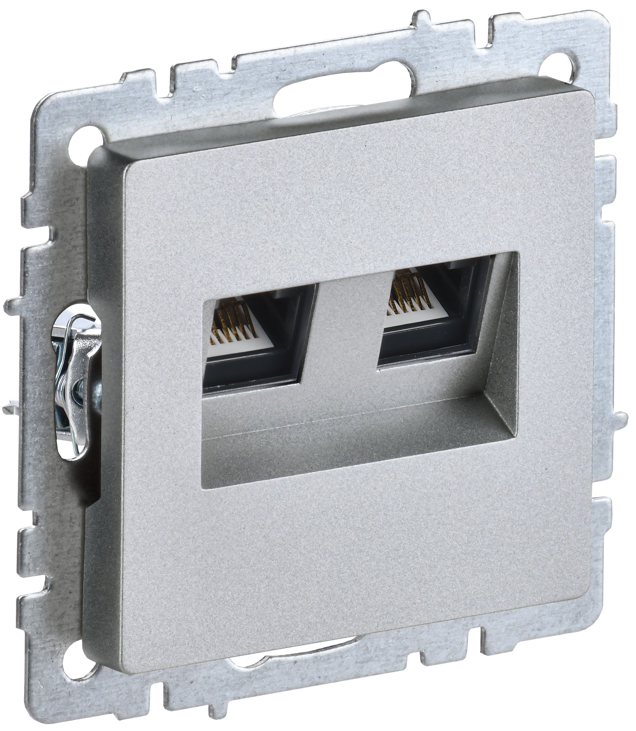 BRITE Розетка компьютерная двойная RJ45 кат.5E РК10-2-БрА алюминий