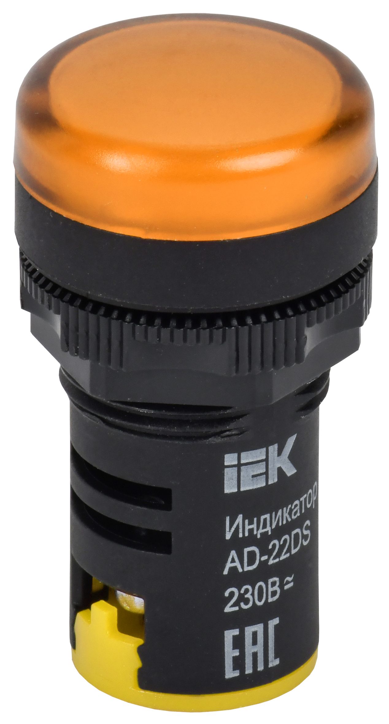 Лампа AD22DS(LED)матрица d22мм желтый 230В AC/DC