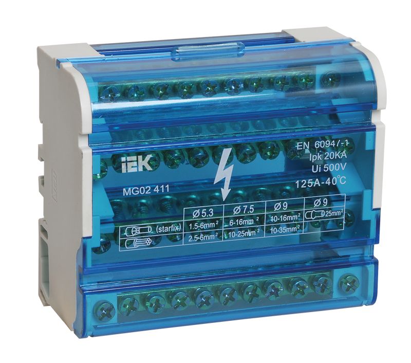 Шины на DIN-рейку в корпусе (кросс-модуль) ШНК 4х11 3L+PEN