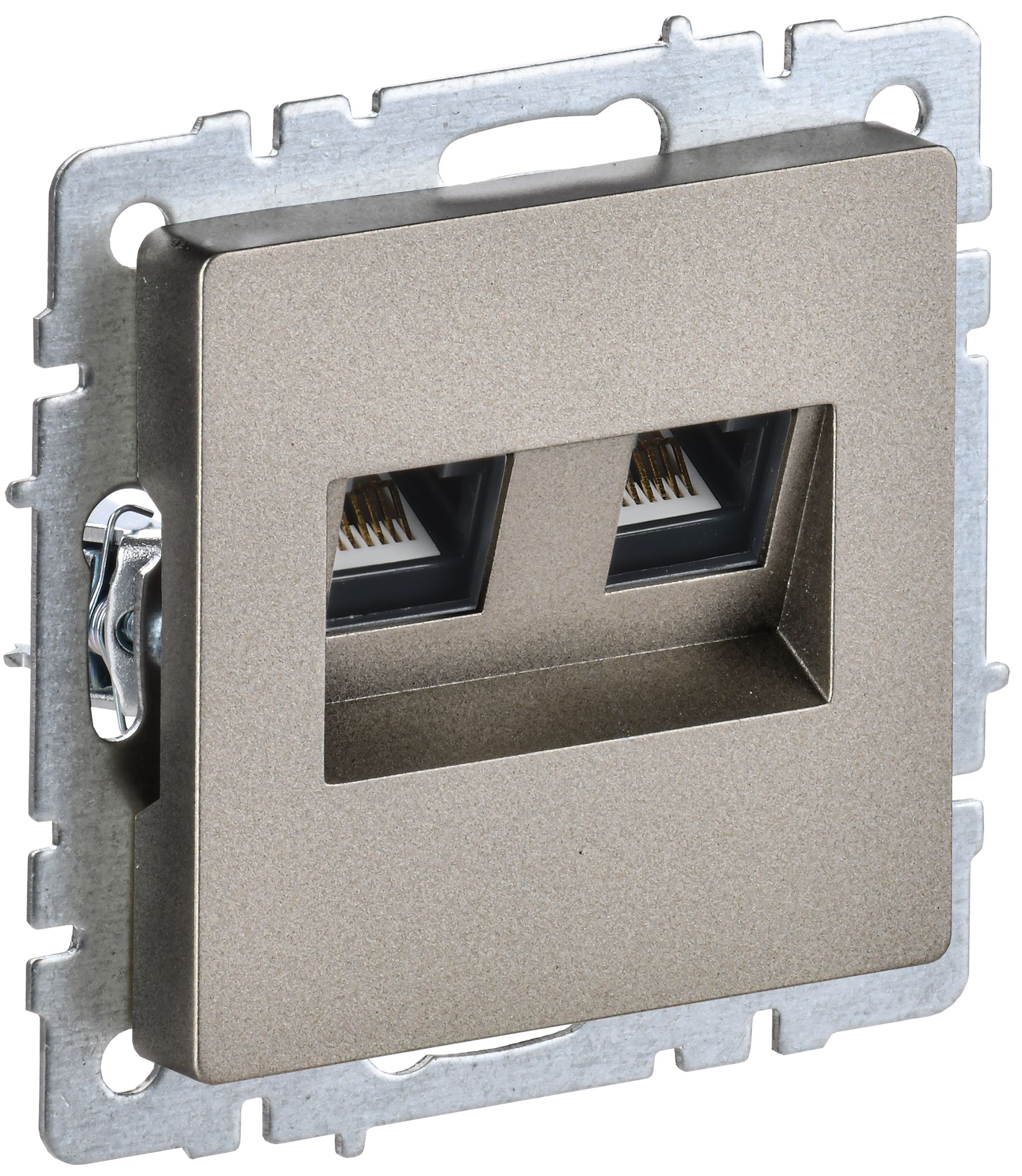 BRITE Розетка компьютерная двойная RJ45 кат.5E РК10-2-БрШ шампань