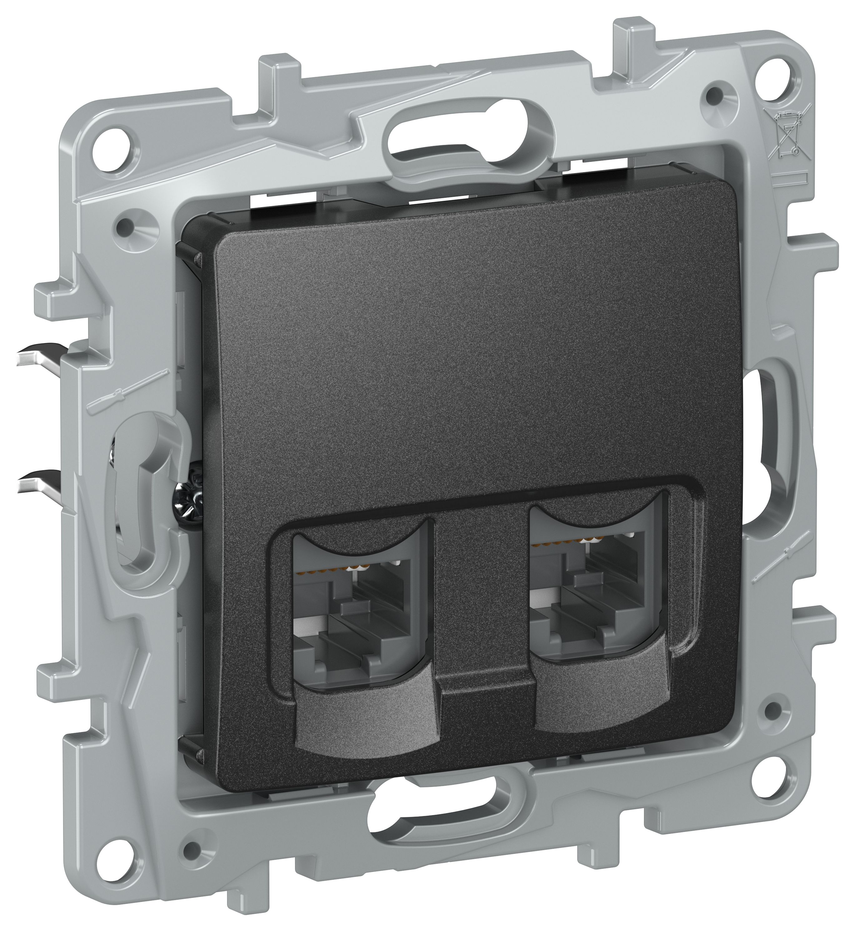 IEKETIKA Розетка компьютерная двойная RJ45 категория 5Е UTP 6726551 антрацит