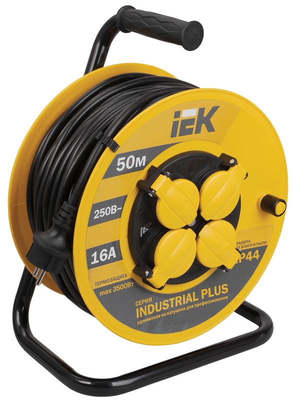 INDUSTRIAL PLUS Катушка УК50 4 места IP44 с заземлением с термозащитой 3х1,5мм2 50м