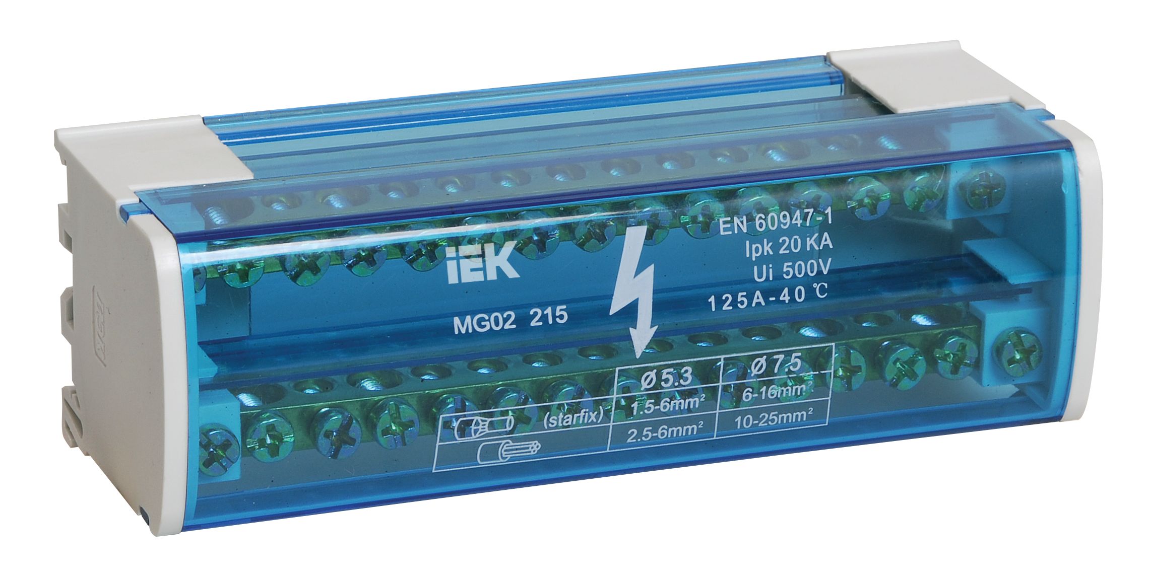Шины на DIN-рейку в корпусе (кросс-модуль) ШНК 2х15 L+PEN