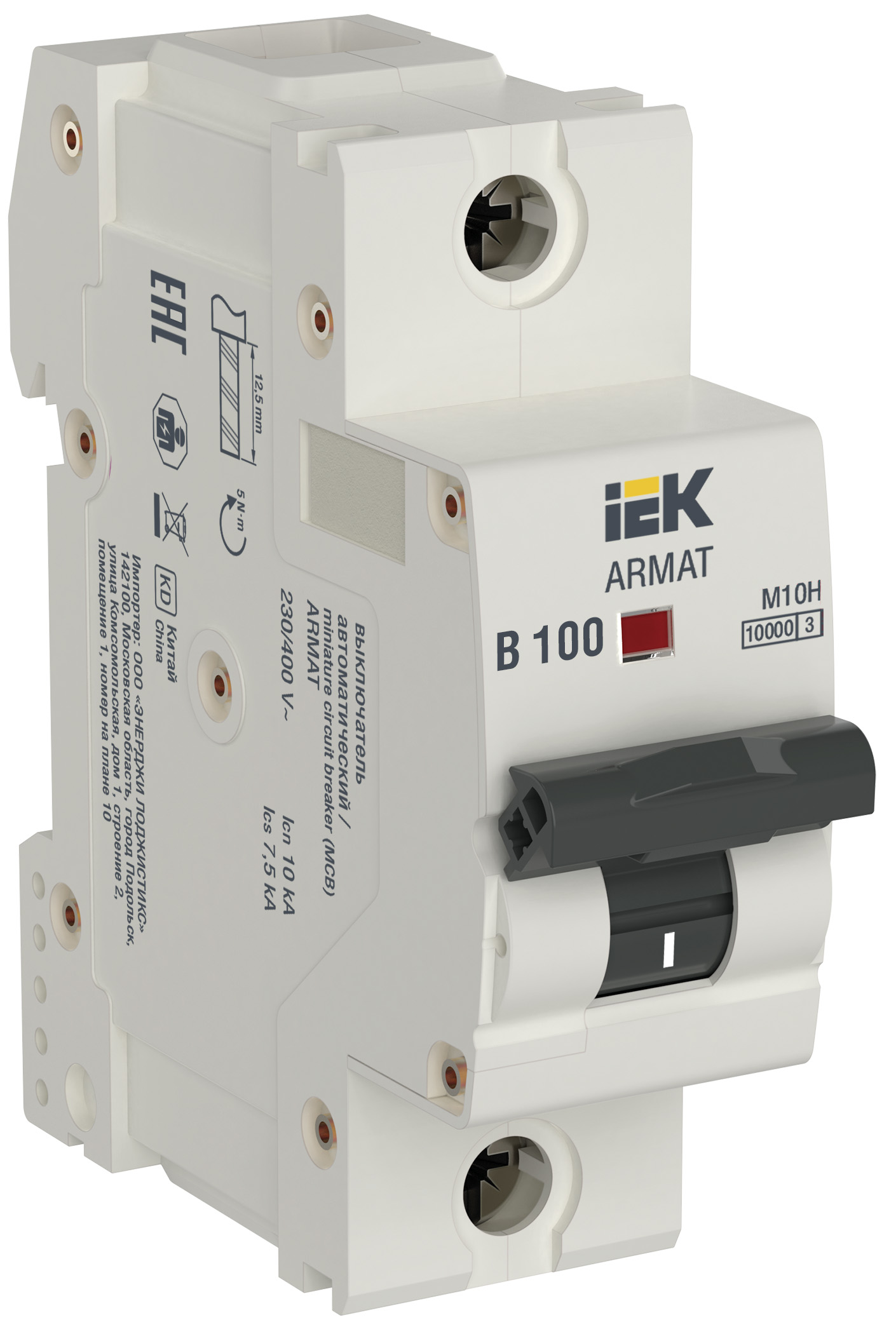 Выключатель автоматический M10H 1P B 100A