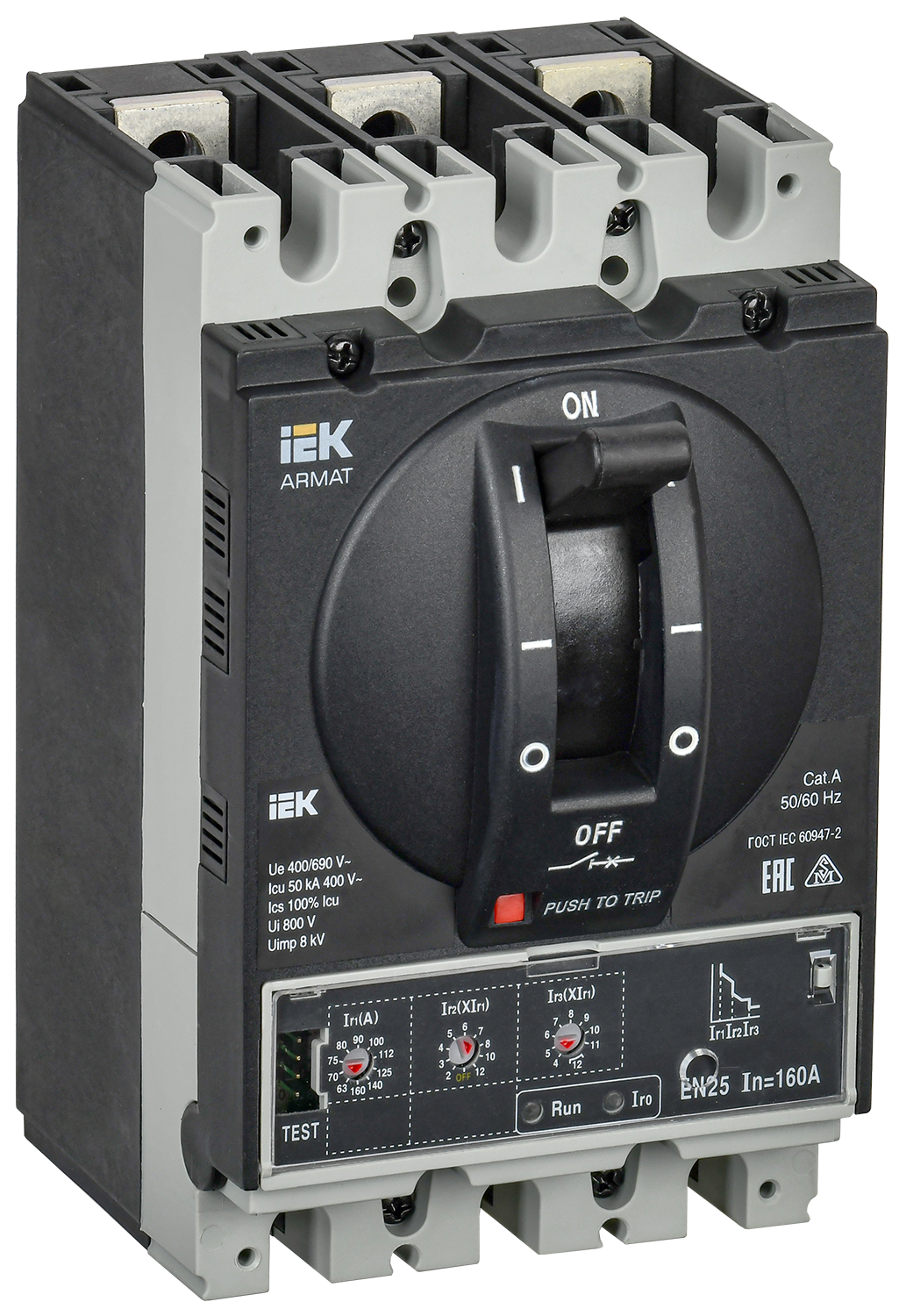 Автоматический выключатель в литом корпусе ARMAT 3P типоразмер D 50кА 160А расцепитель электронный стандартный