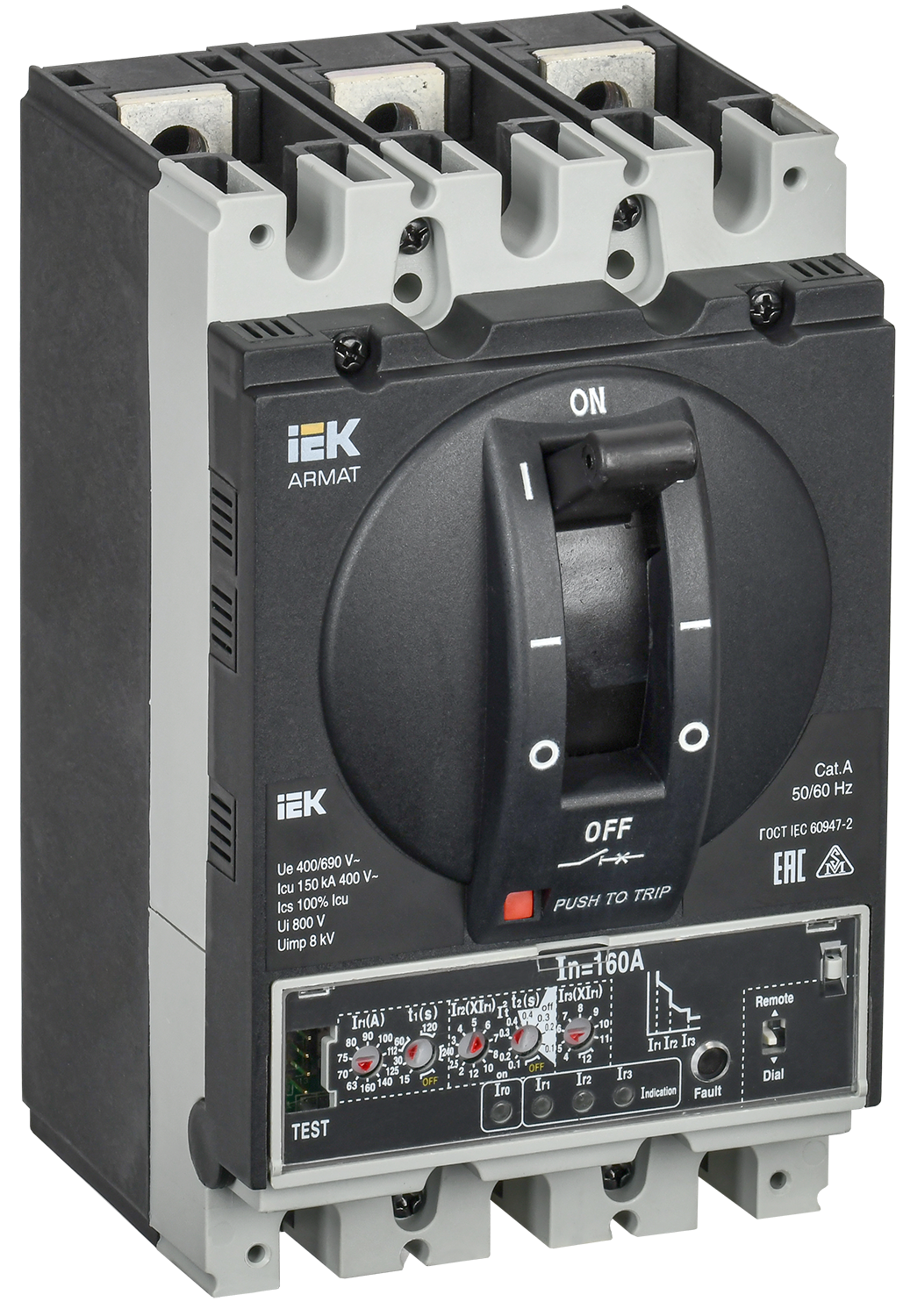 Выключатель автоматический в литом корпусе ARMAT 3P типоразмер D 150кА 160А расцепитель электронный продвинутый