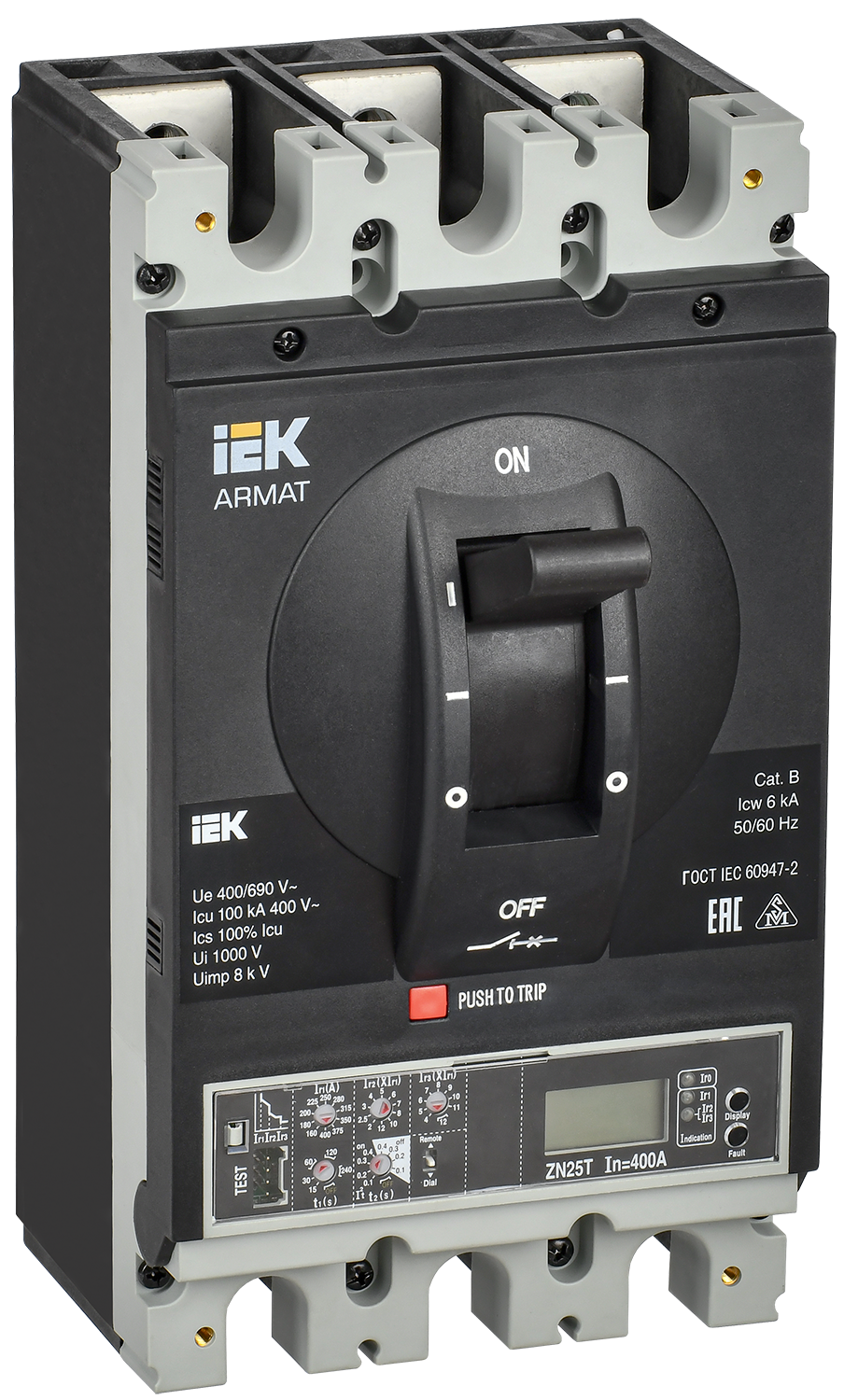 Выключатель автоматический в литом корпусе ARMAT 3P типоразмер H 100кА 400А расцепитель электронный продвинутый