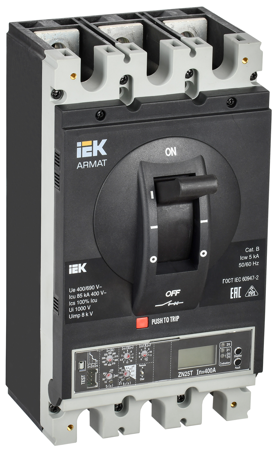 Выключатель автоматический в литом корпусе ARMAT 3P типоразмер I 85кА 630А расцепитель электронный продвинутый