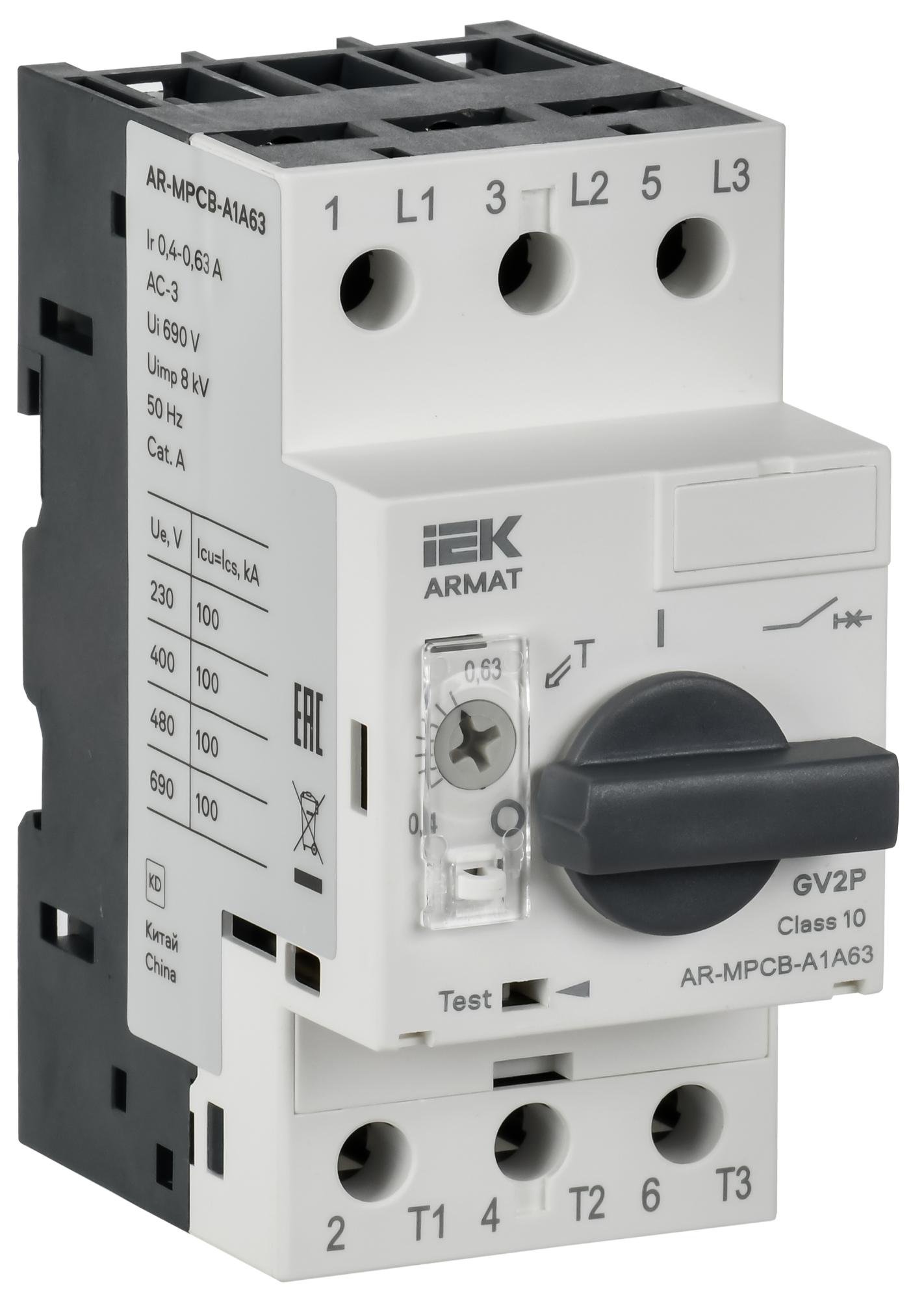 Выключатель автоматический защиты двигателя A1 GV2P 0,4-0,63А