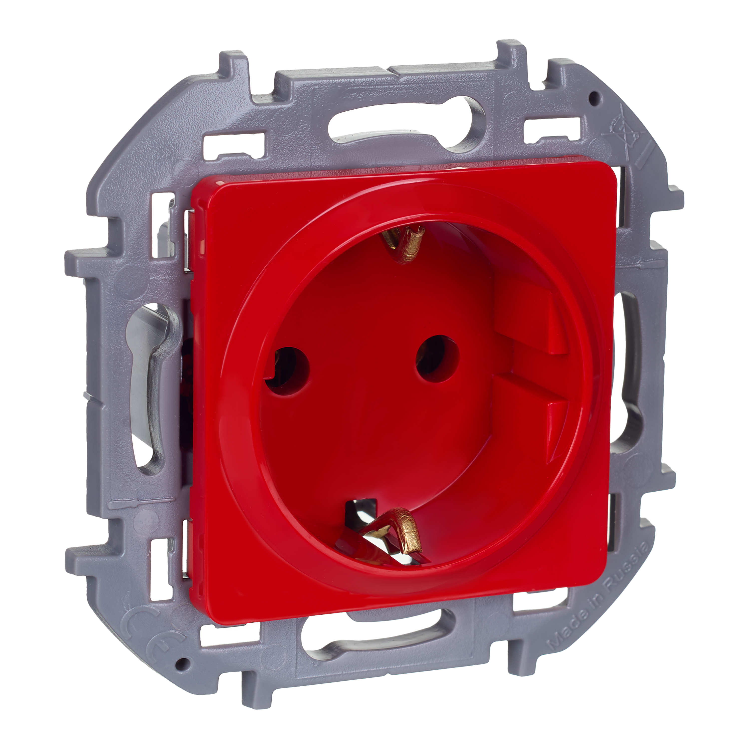 Изображение товара Розетка с заземлением INSPIRIA 16А красная для скрытого монтажа