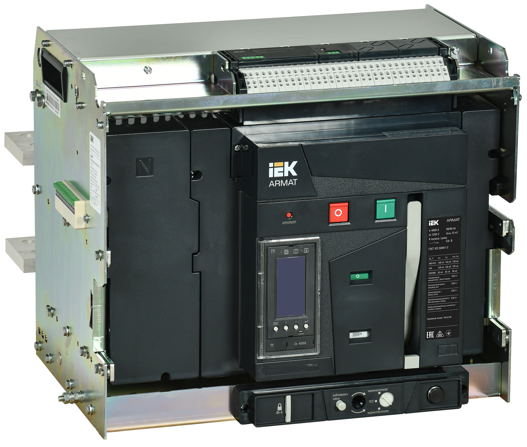 Выключатель автоматический воздушный выдвижного исполнения 4P F 100кА 4000А расцепитель TY с комплектом аксессуаров 220В