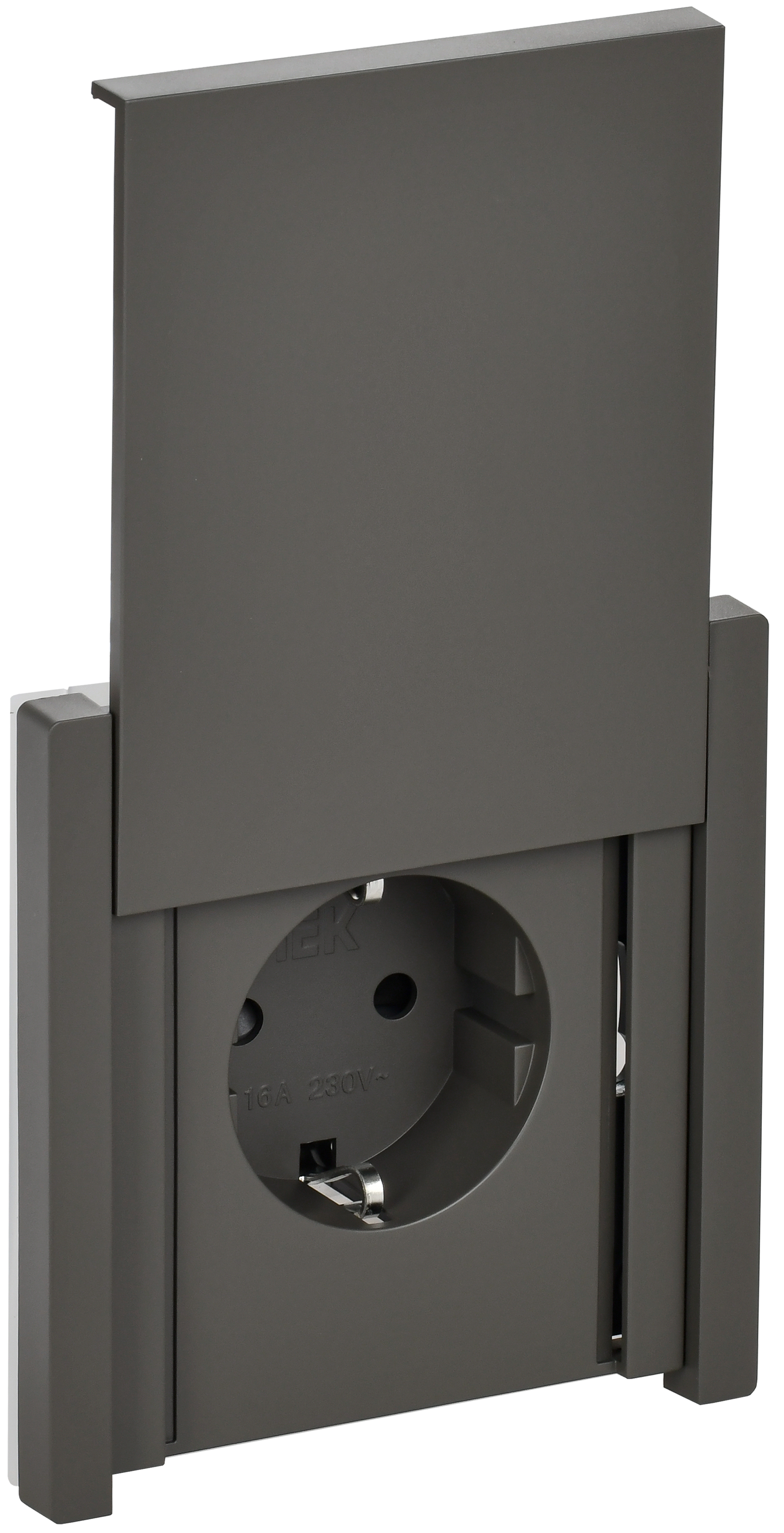 FORTE&PIANO Розетка 1-местная с заземлением с защитными шторками и крышкой винтовое крепление 16А IP44 FP321 серый IEK