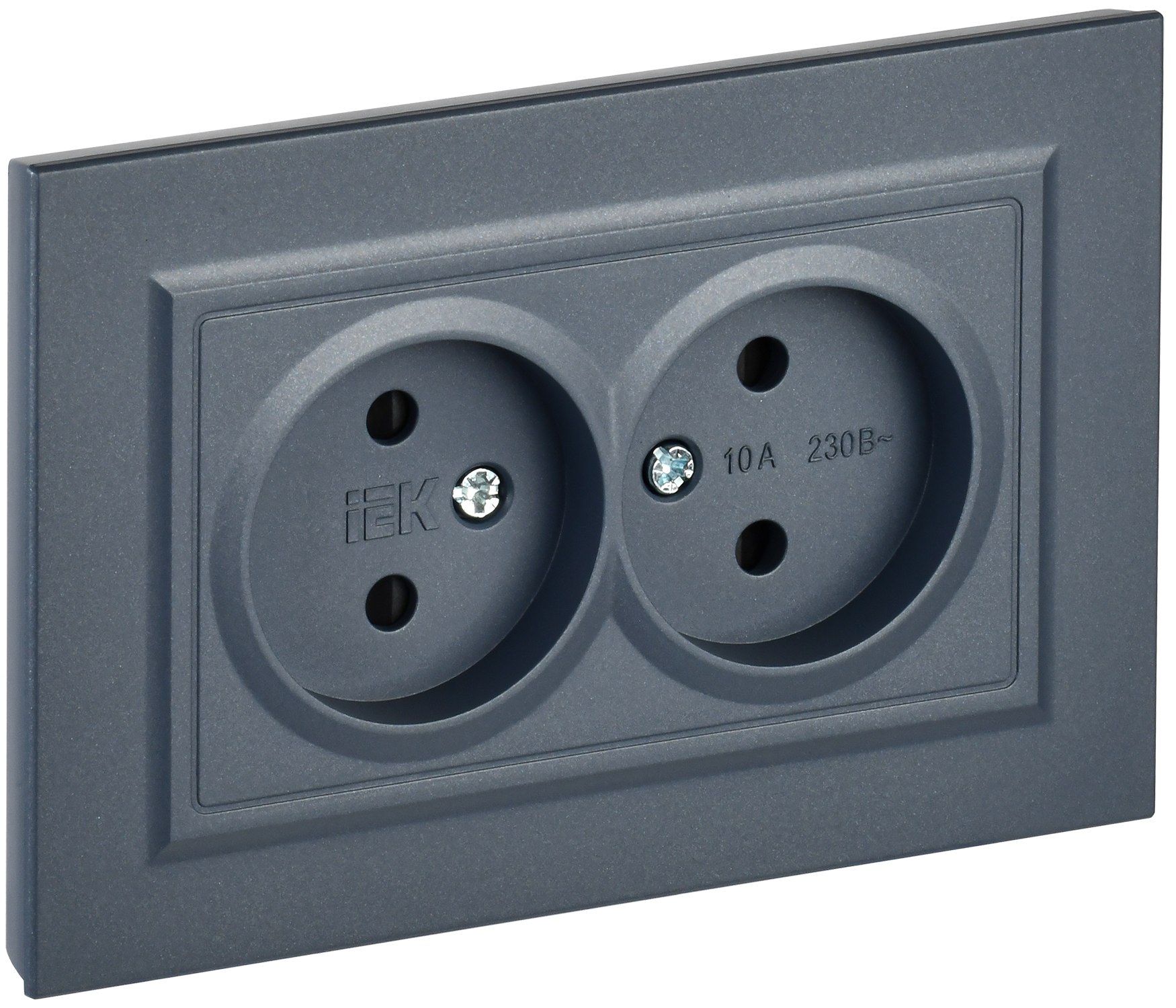 BRITE Розетка 2-местная без заземления с защитными шторками 10А в сборе РСш12-2-БрМ маренго IEK