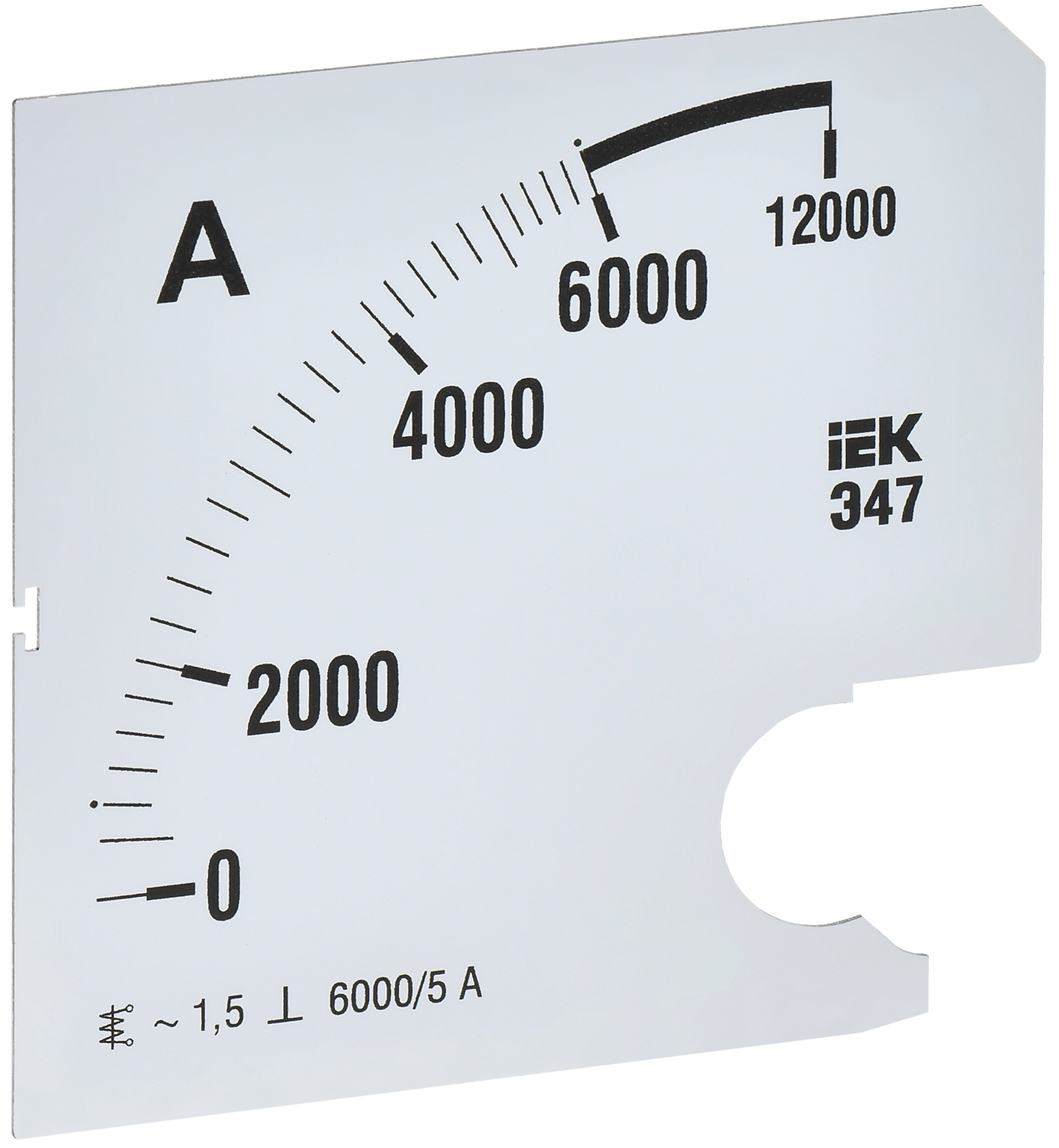 Шкала сменная для амперметра Э47 6000/5А класс точности 1,5 96х96мм