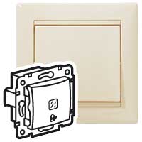 Выключатель 1-клавишный самовозвартный с подсветкой с символом звонка 10А схема 1PLE безвинтовое крепление слоновая кость VALENA