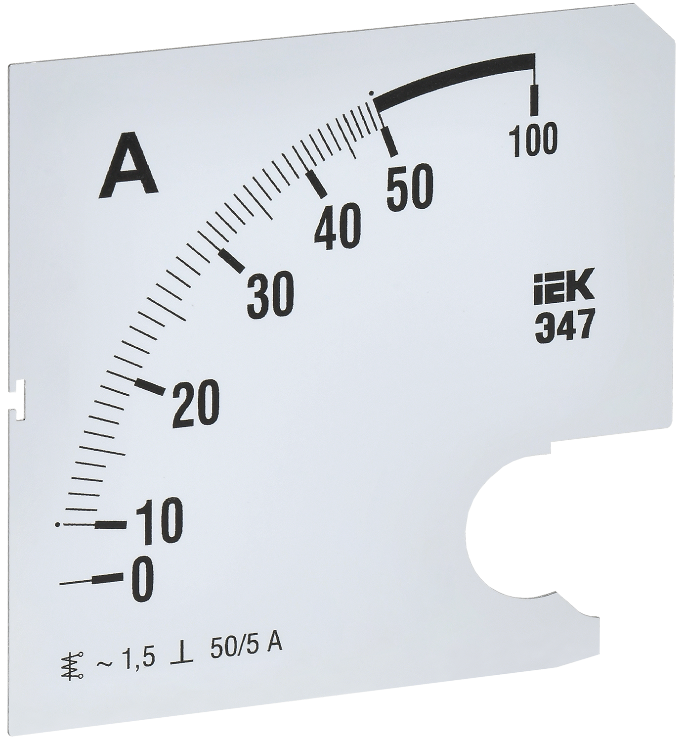 Шкала сменная для амперметра Э47 50/5А класс точности 1,5 96х96мм
