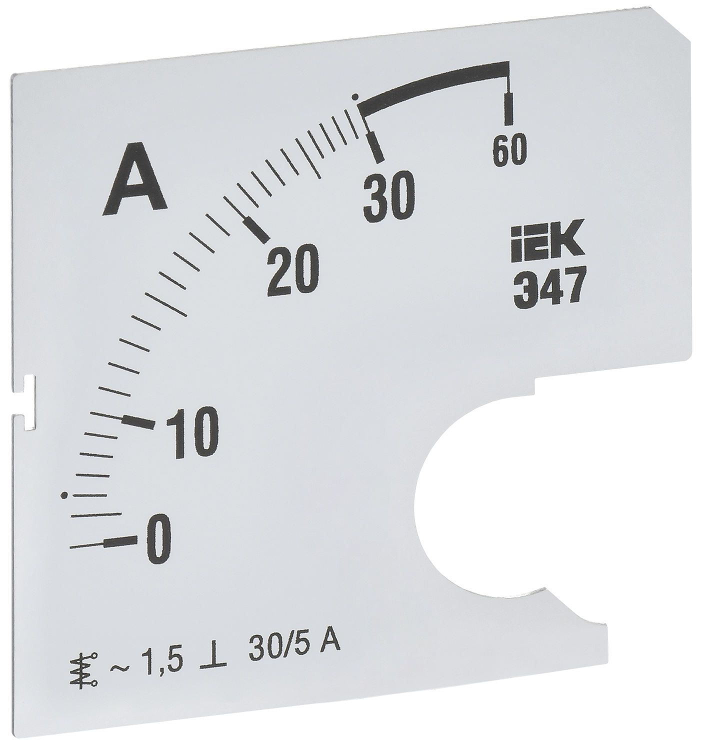 Шкала сменная для амперметра Э47 30/5А класс точности 1,5 72х72мм