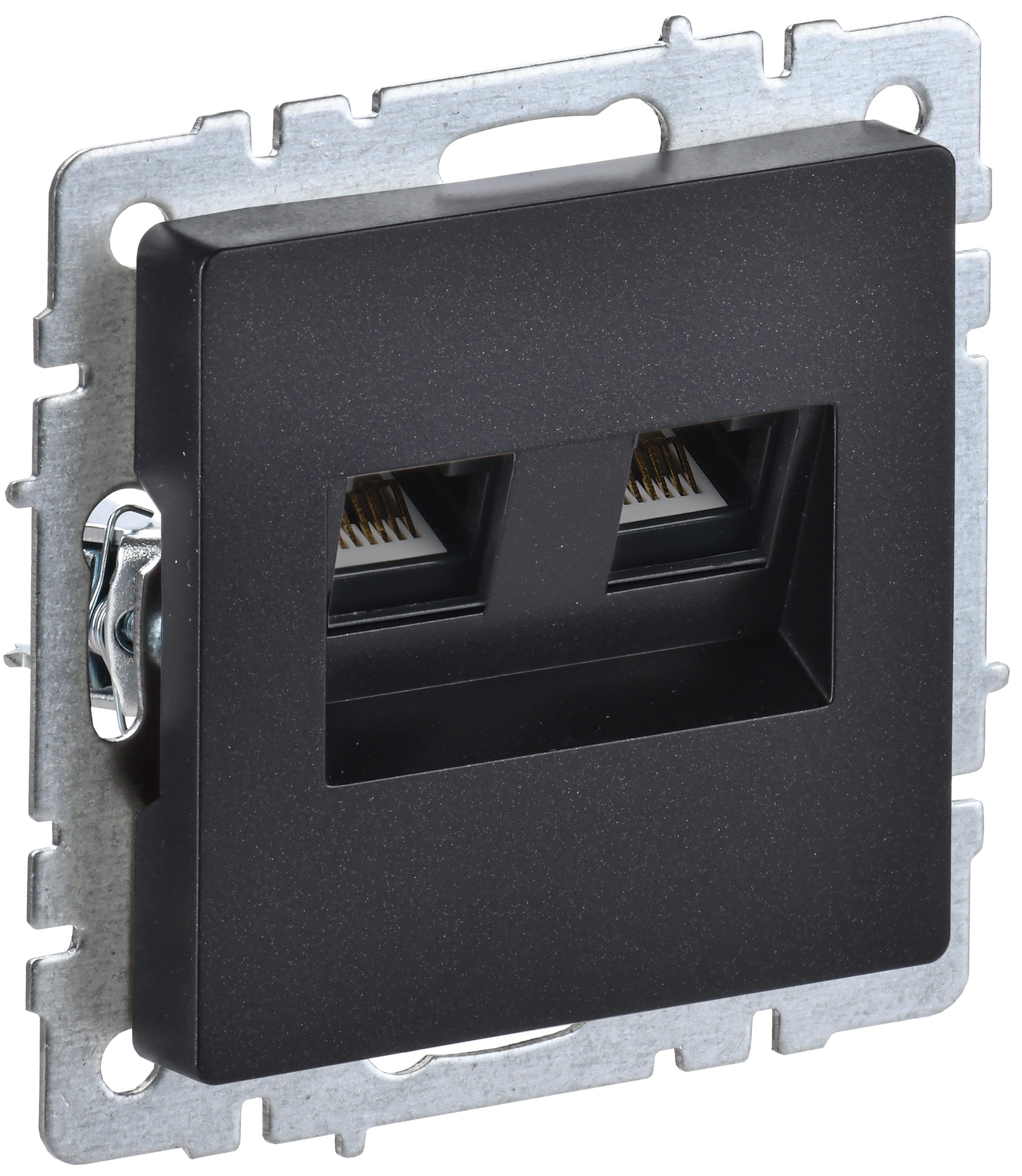 BRITE Розетка компьютерная двойная RJ45 кат.6 РК11-2-БрЧ черный IEK