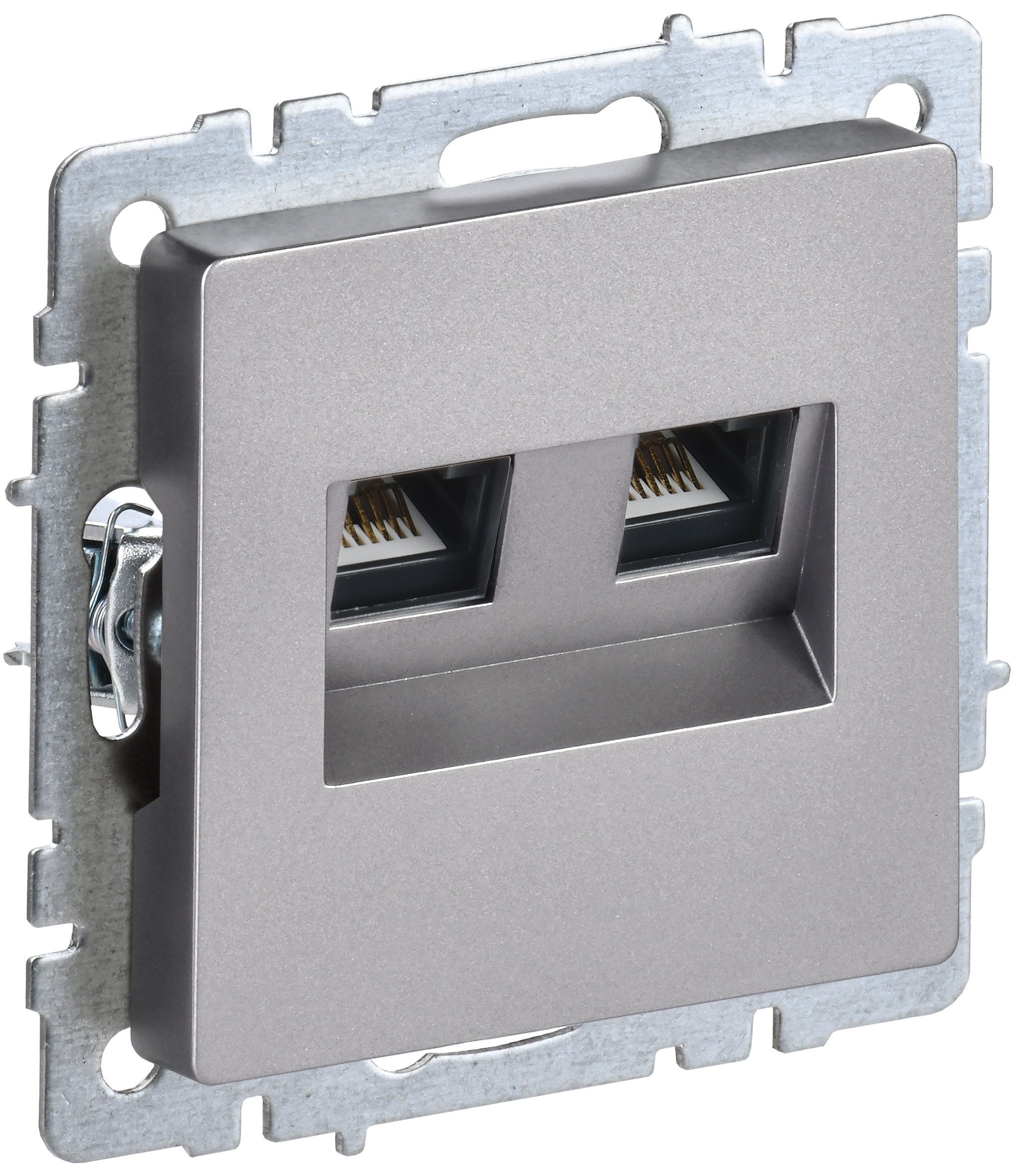 BRITE Розетка компьютерная двойная RJ45 кат.6 РК11-2-БрС сталь IEK