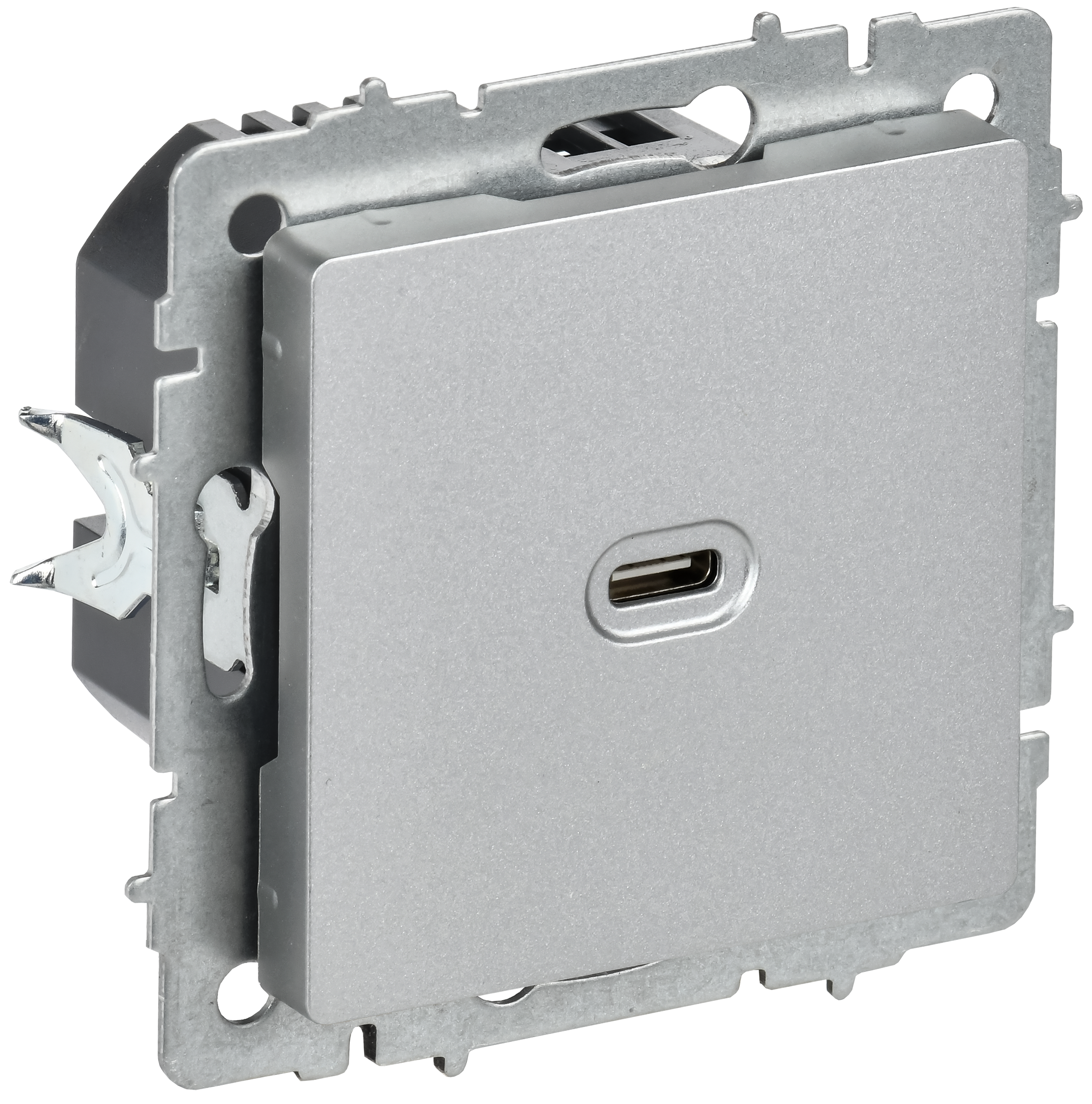 BRITE Розетка USB C 65Вт высокоскоростная зарядка РЮ12-1-БрА алюминий IEK