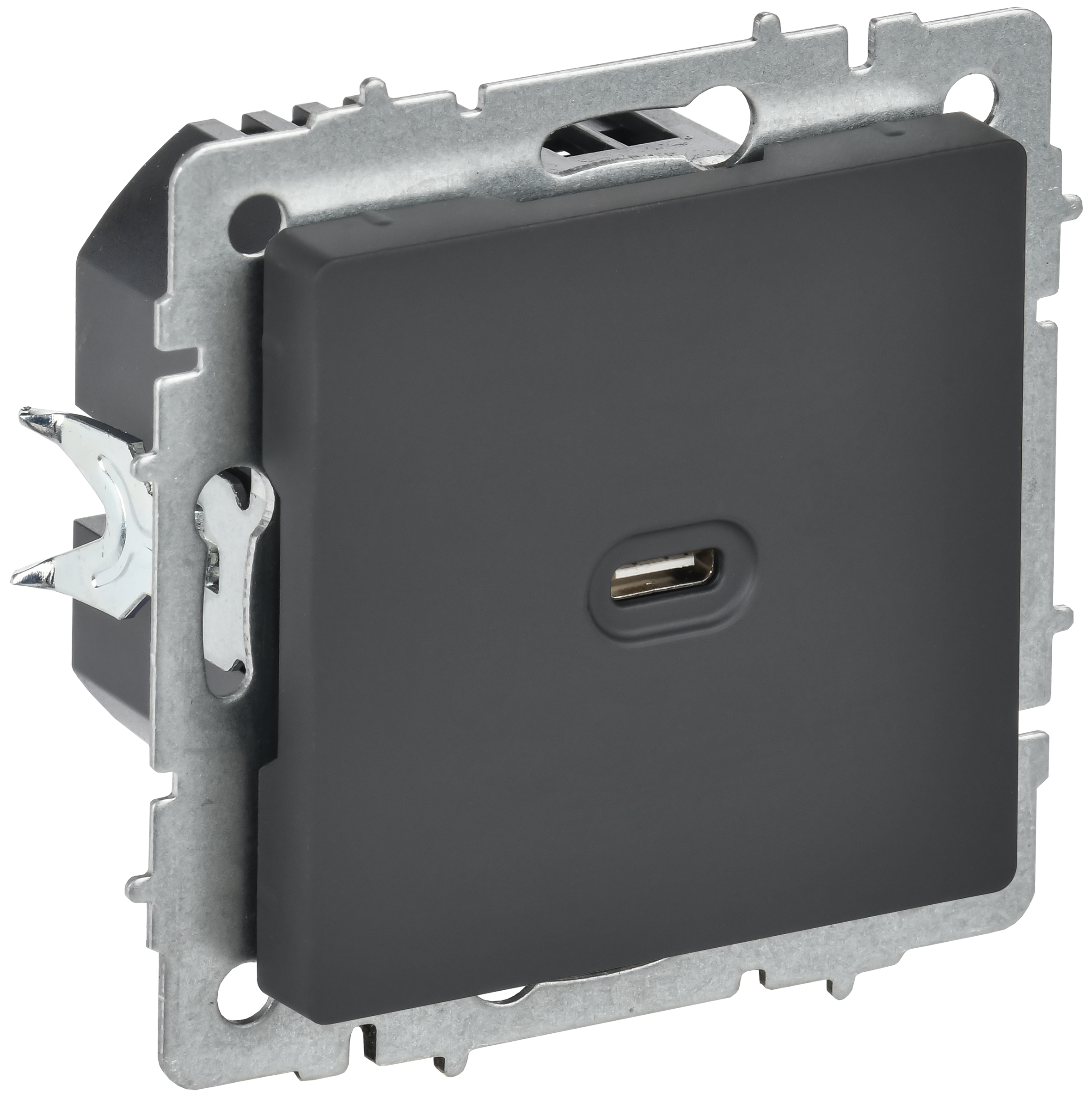 BRITE Розетка USB C 65Вт высокоскоростная зарядка РЮ12-1-БрГ графит IEK