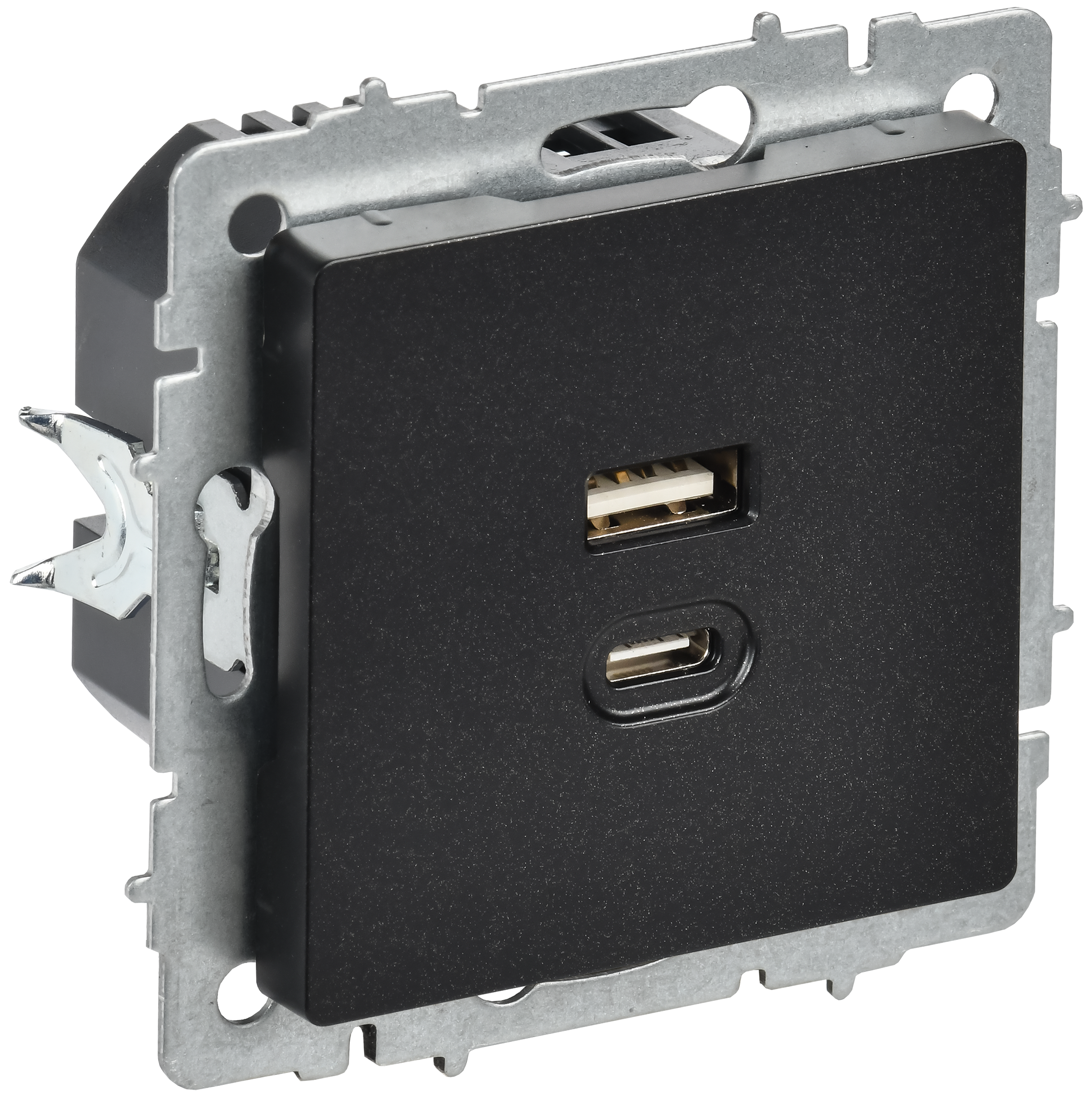 BRITE Розетка USB A+C 45Вт высокоскоростная зарядка РЮ11-2-БрЧ черный IEK