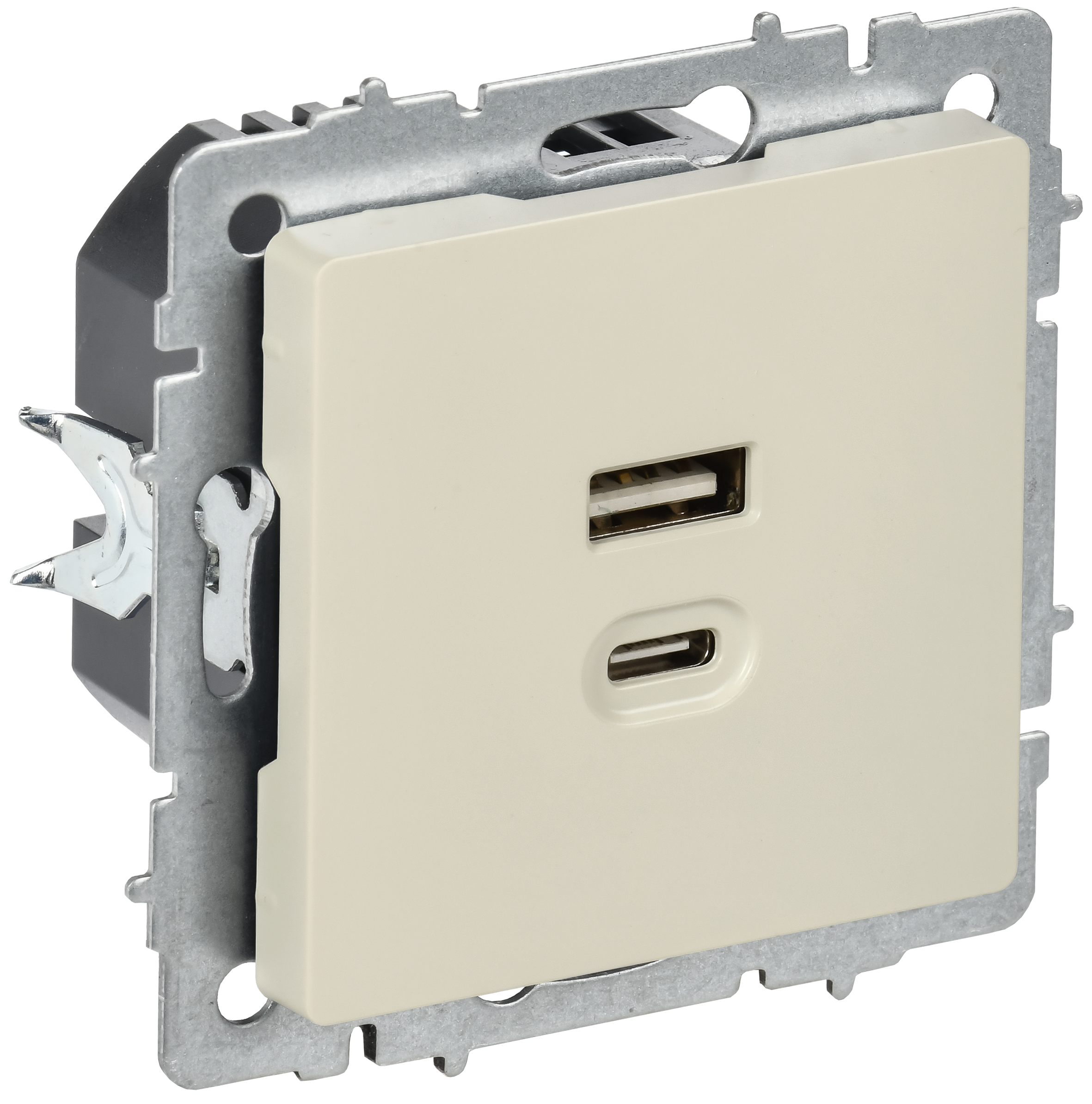 BRITE Розетка USB A+C 45Вт высокоскоростная зарядка РЮ11-2-БрКр бежевый IEK