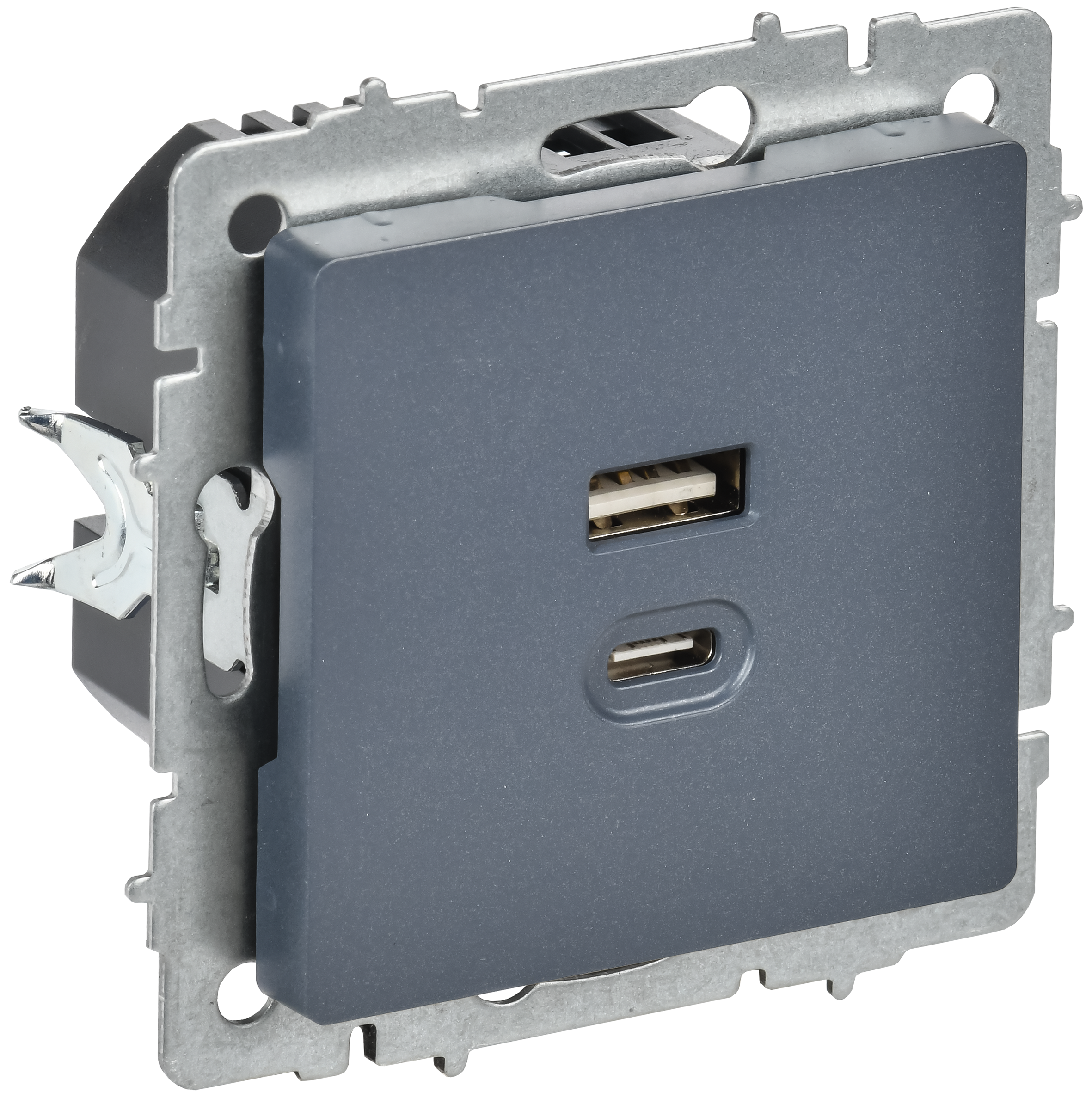 BRITE Розетка USB A+C 45Вт высокоскоростная зарядка РЮ11-2-БрМ маренго IEK