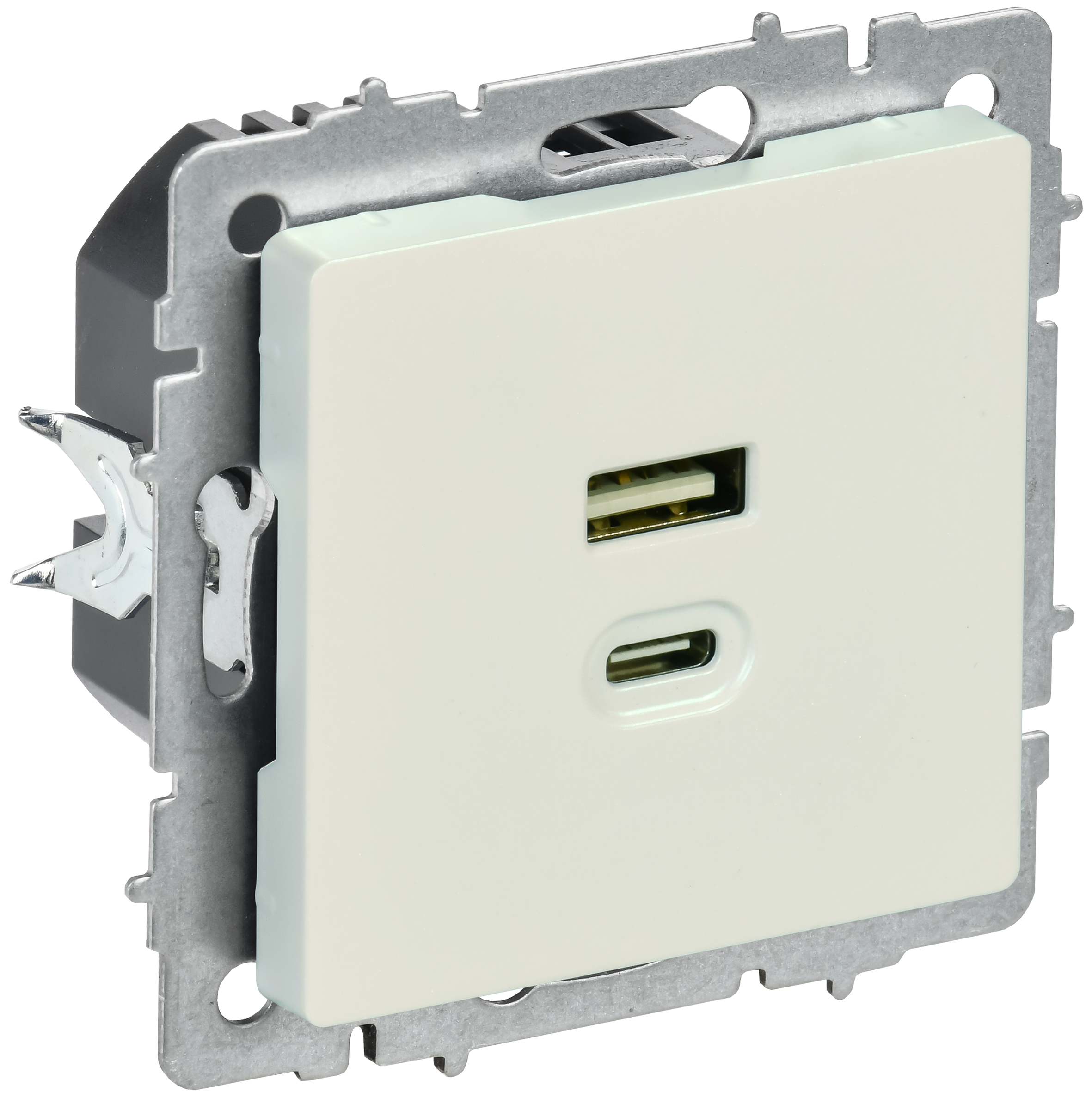 BRITE Розетка USB A+C 45Вт высокоскоростная зарядка РЮ11-2-БрЖ жемчуг IEK