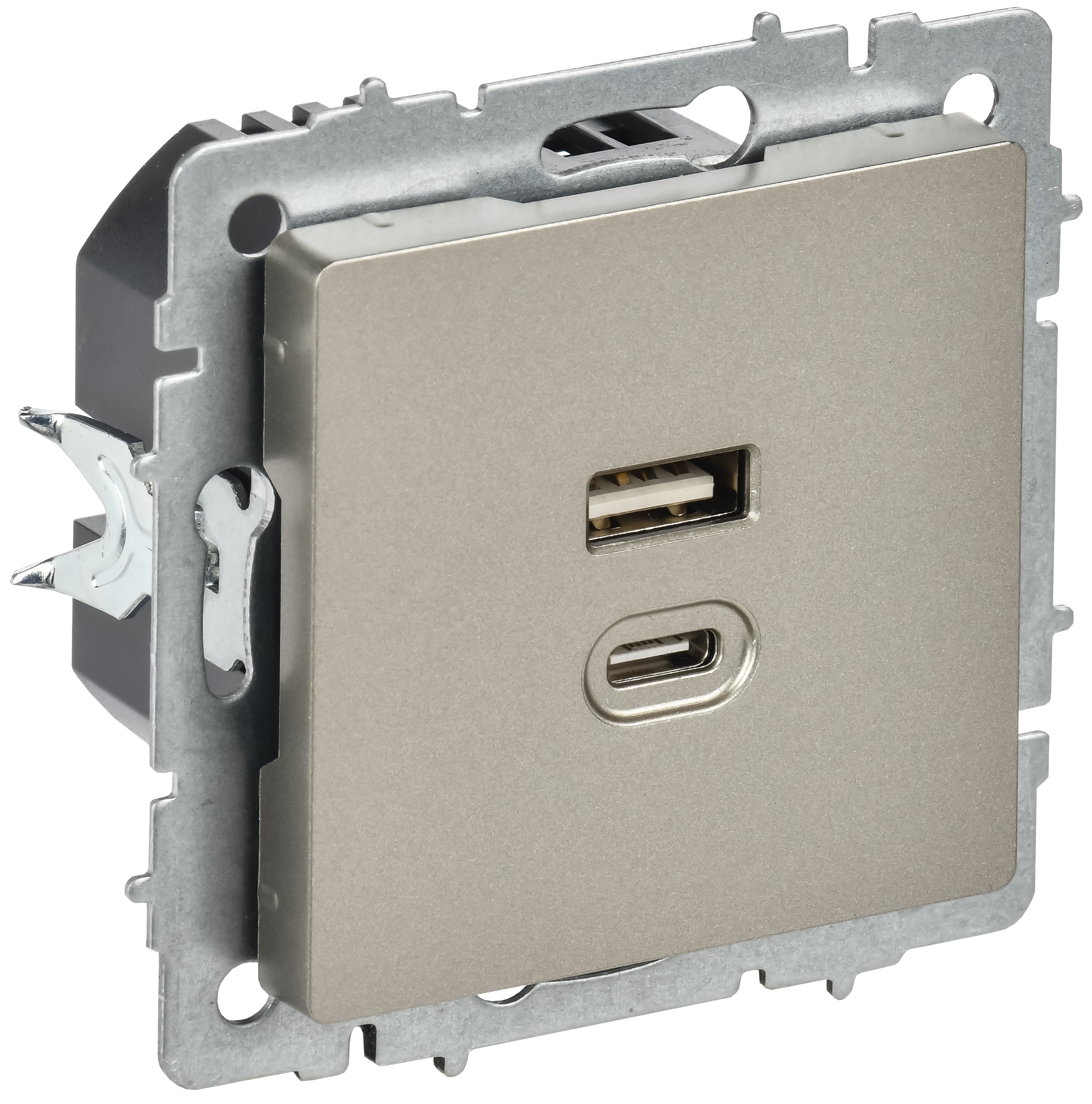 BRITE Розетка USB A+C 45Вт высокоскоростная зарядка РЮ11-2-БрШ шампань IEK