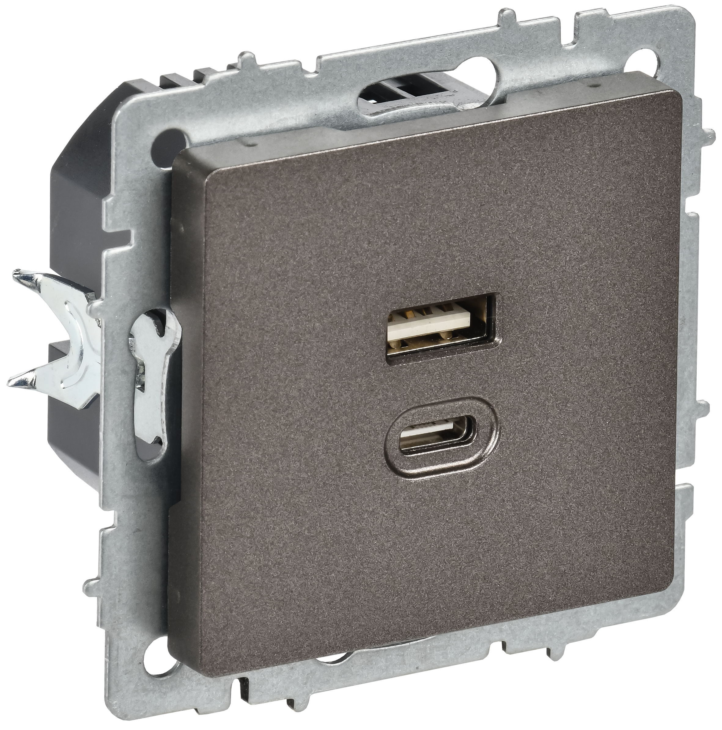 BRITE Розетка USB A+C 45Вт высокоскоростная зарядка РЮ11-2-БрТБ темная бронза IEK