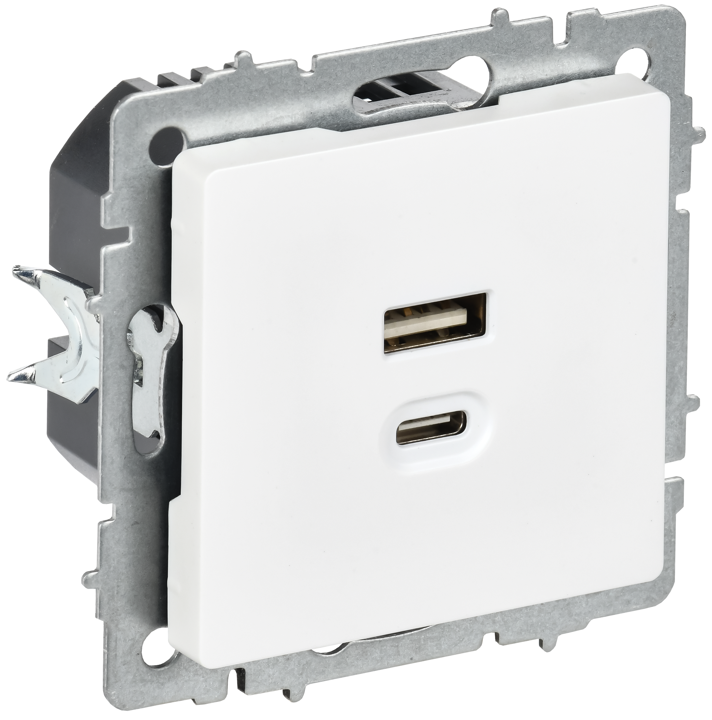 BRITE Розетка USB A+C 45Вт высокоскоростная зарядка РЮ11-2-БрАБ арктический белый IEK