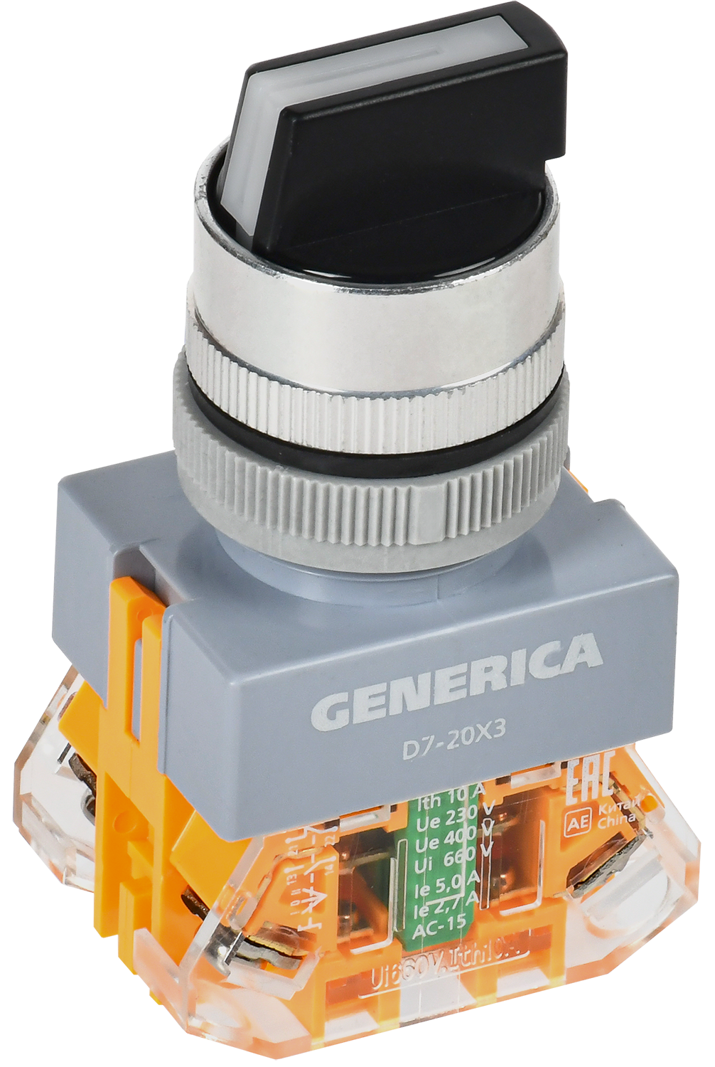 Переключатель D7-20X3 3 полож. 1з+1р черный GENERIC