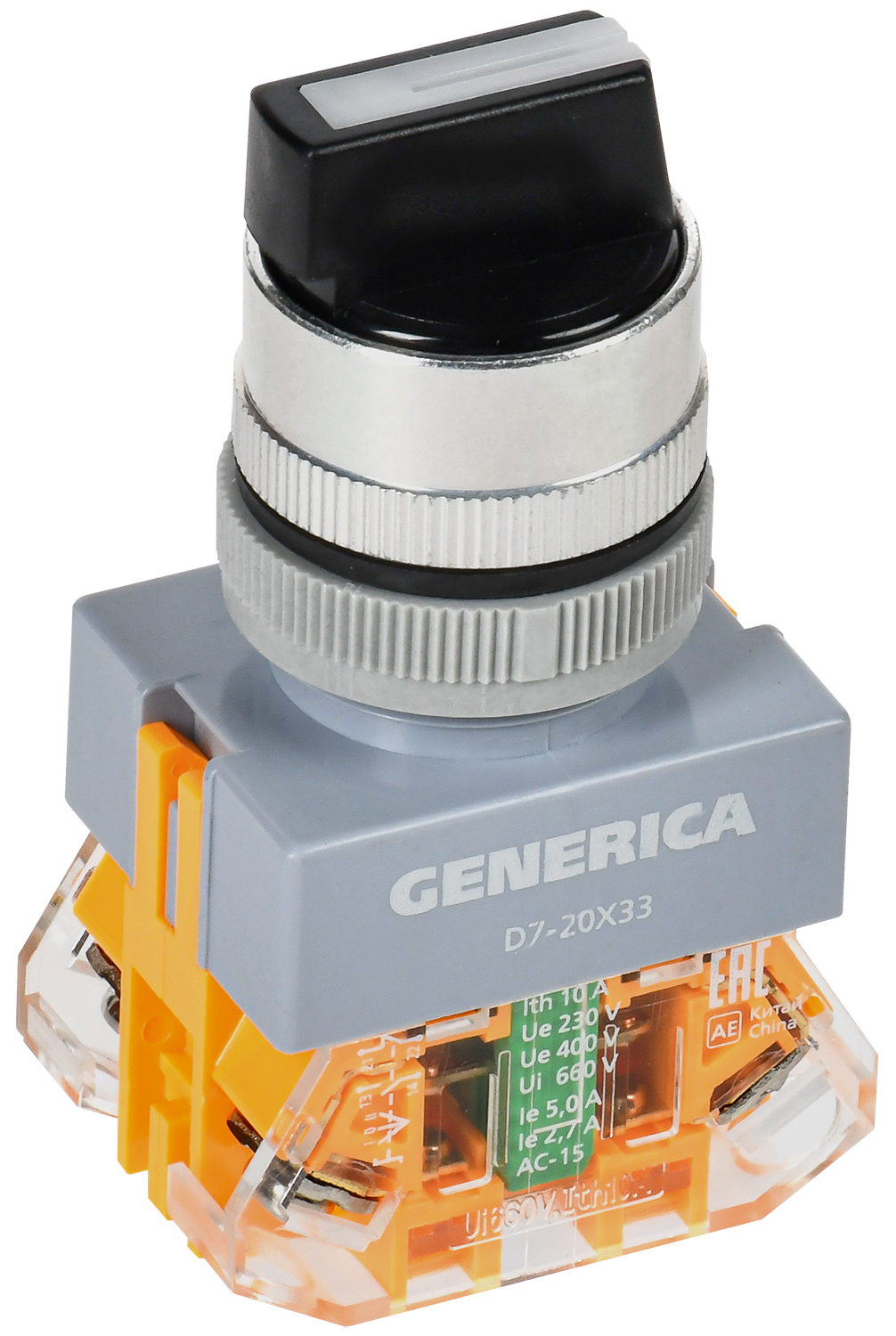 Переключатель D7-20X33 3 полож. 1з+1р возв. черный GENERICA