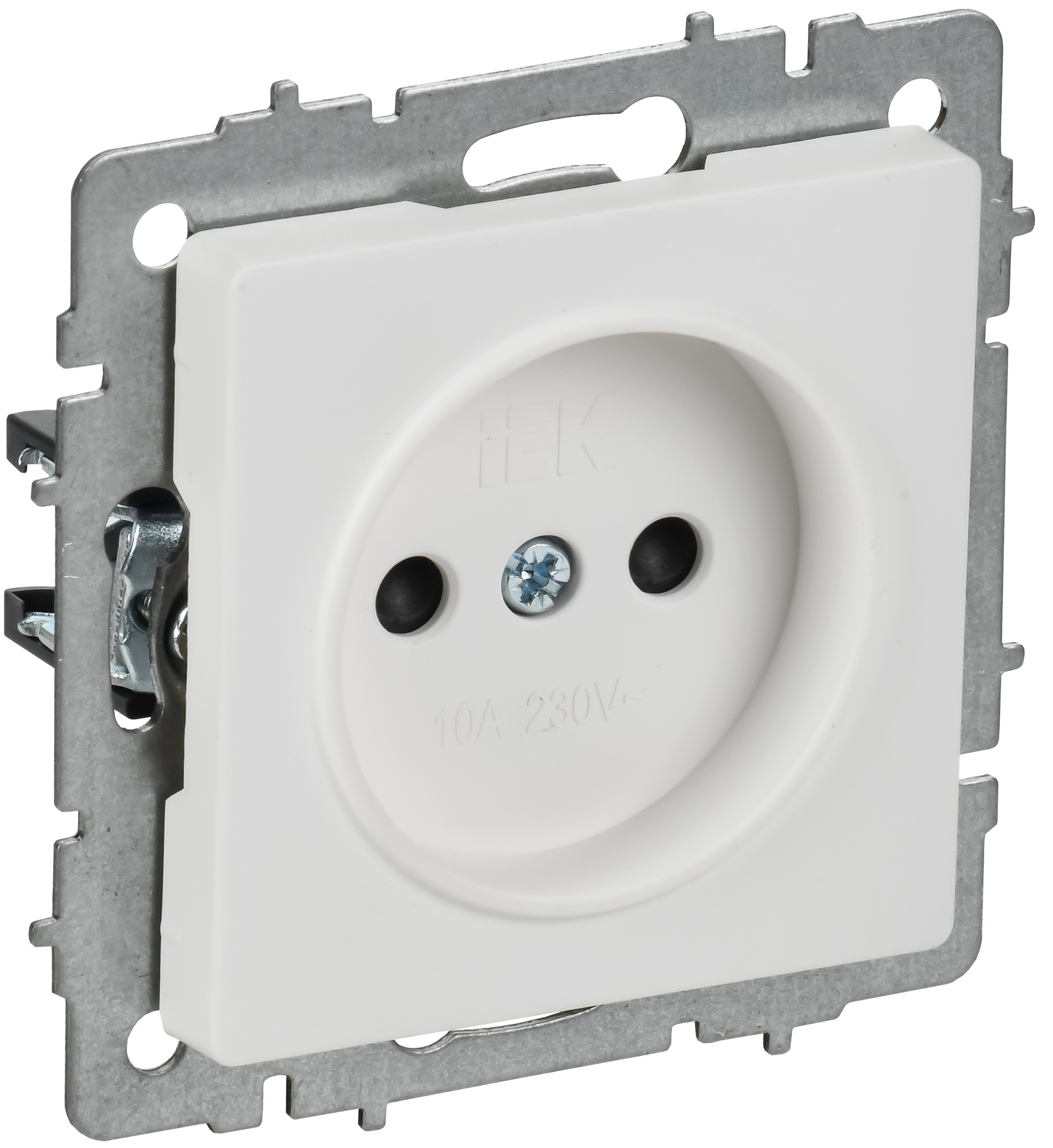 BRITE Розетка 1-местная без заземления с защитными шторками 10А РСш10-2-БрАБ арктический белый IEK