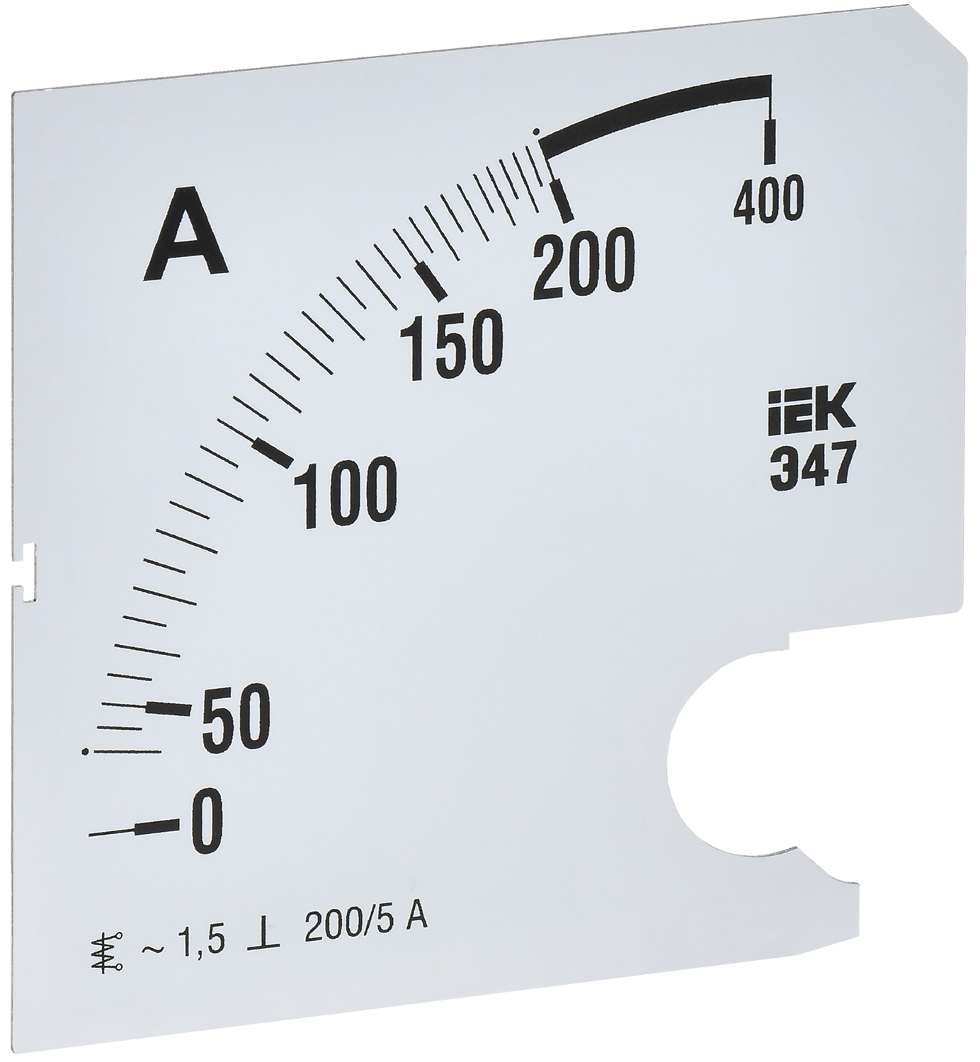 Шкала сменная для амперметра Э47 200/5А класс точности 1,5 96х96мм